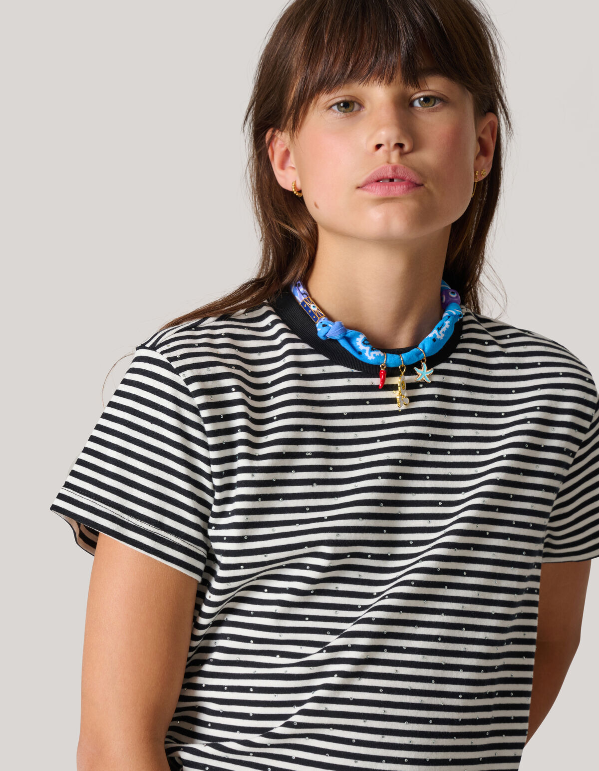 &Uuml;bergro&szlig;es T-Shirt von Gestreept Strass SHOEBY GIRLS