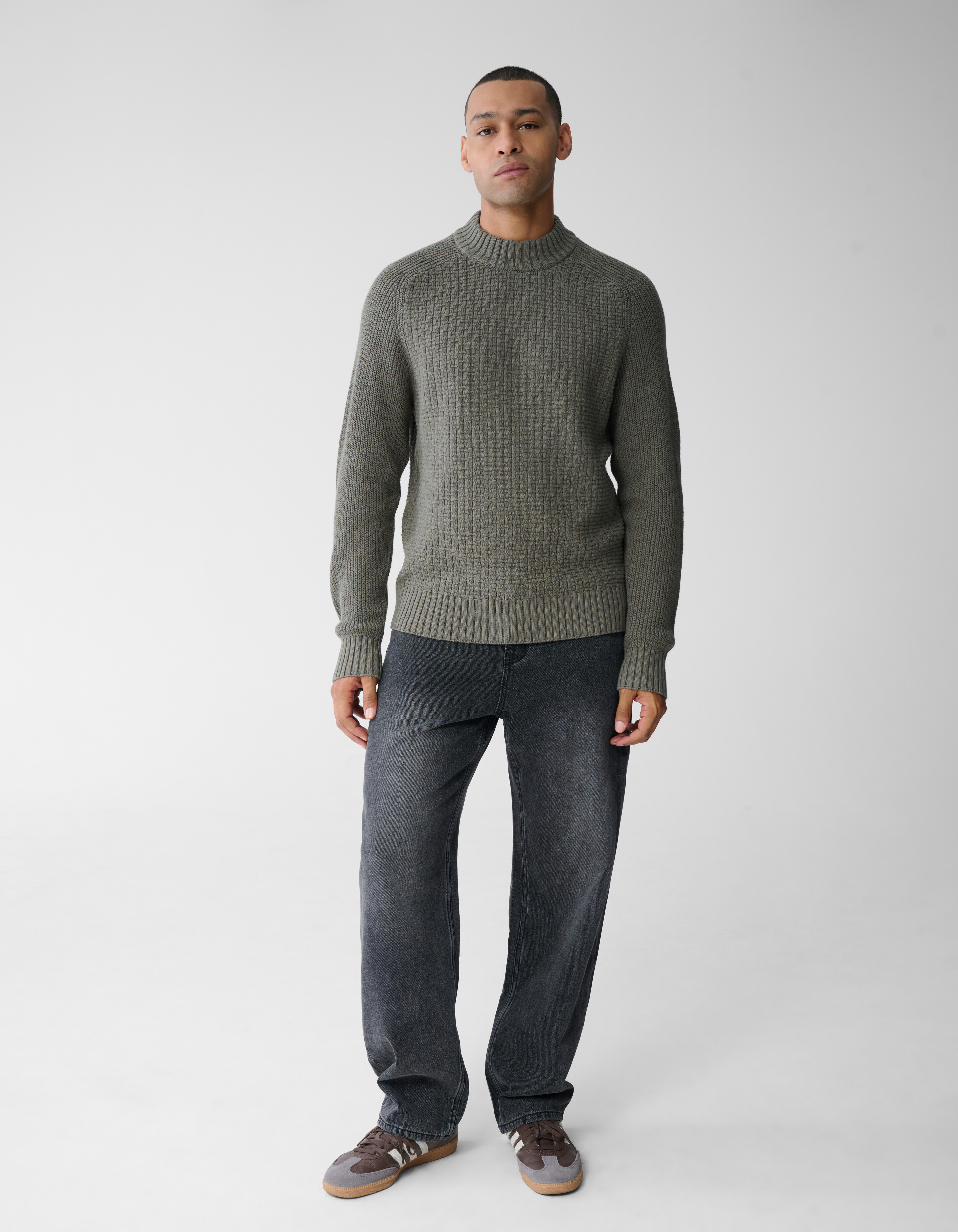 Struktur Strickpullover Dunkelgrün SHOEBY MEN