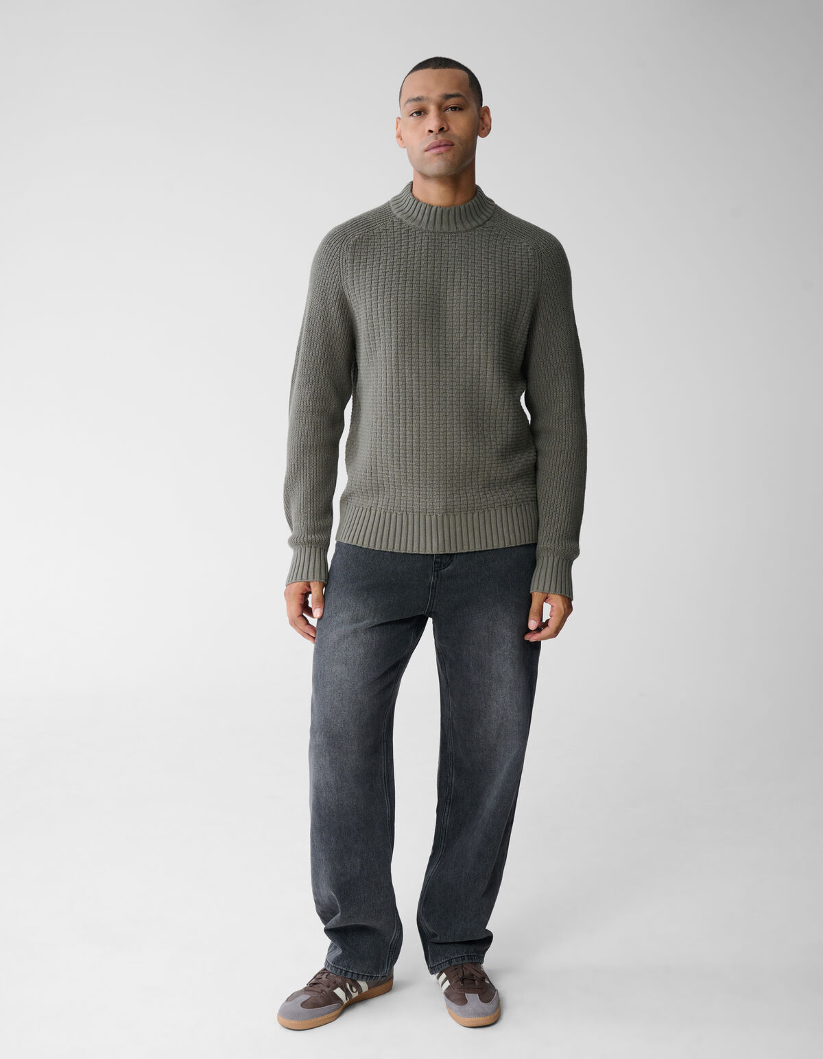 Struktur Strickpullover Dunkelgrün SHOEBY MEN