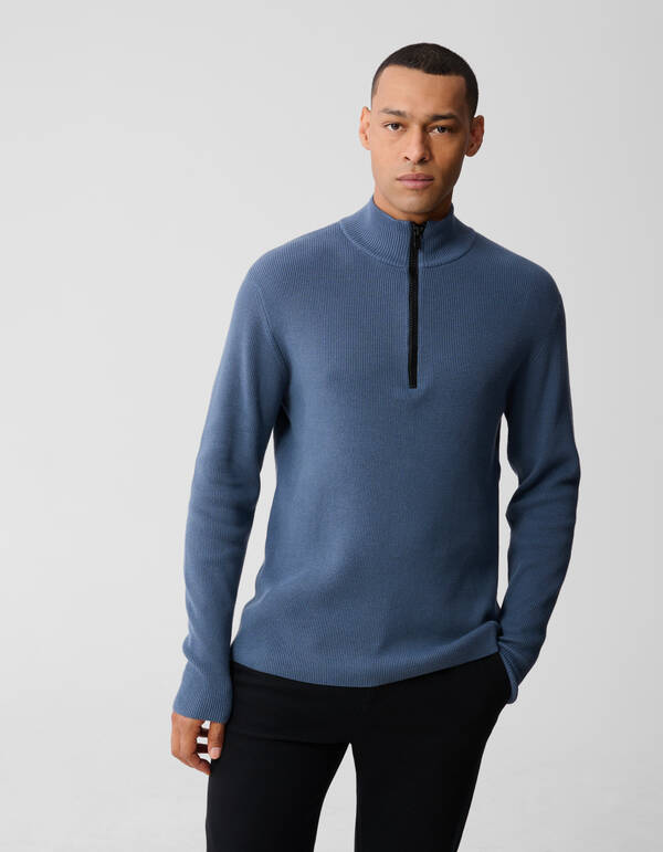 Strickpullover mit halbem Reißverschluss Blau SHOEBY MEN