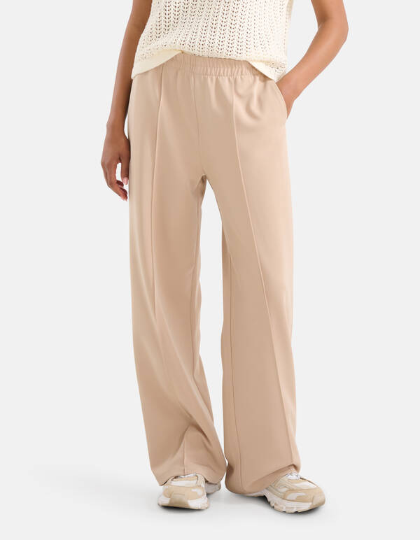 Sporty Wide Leg Broek Beige SHOEBY WOMEN