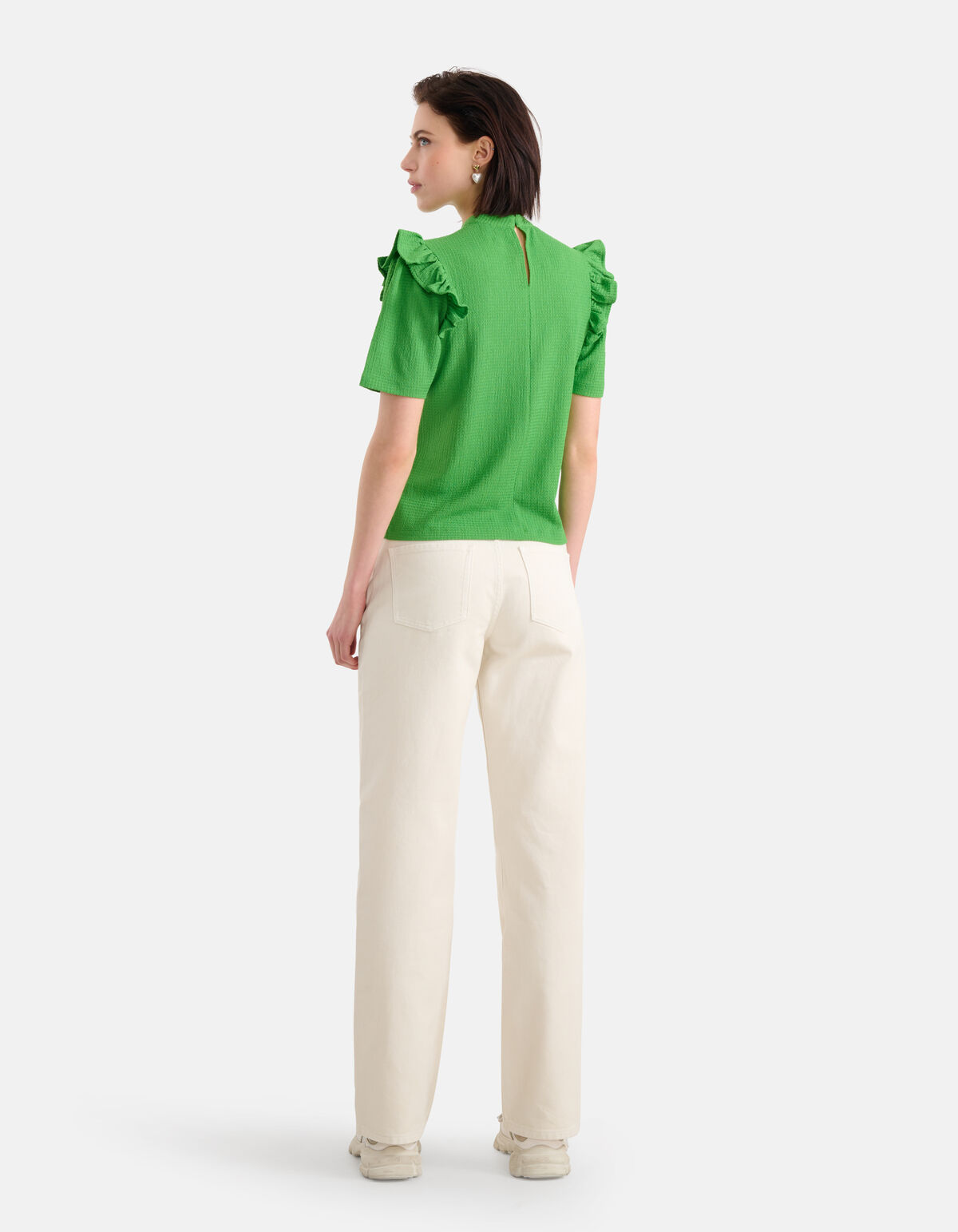 Crinkle Ruffle Top Groen SHOEBY WOMEN