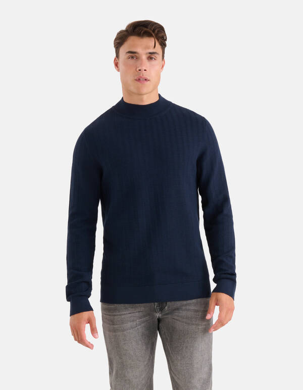 Struktur Pullover Dunkelblau SHOEBY MEN