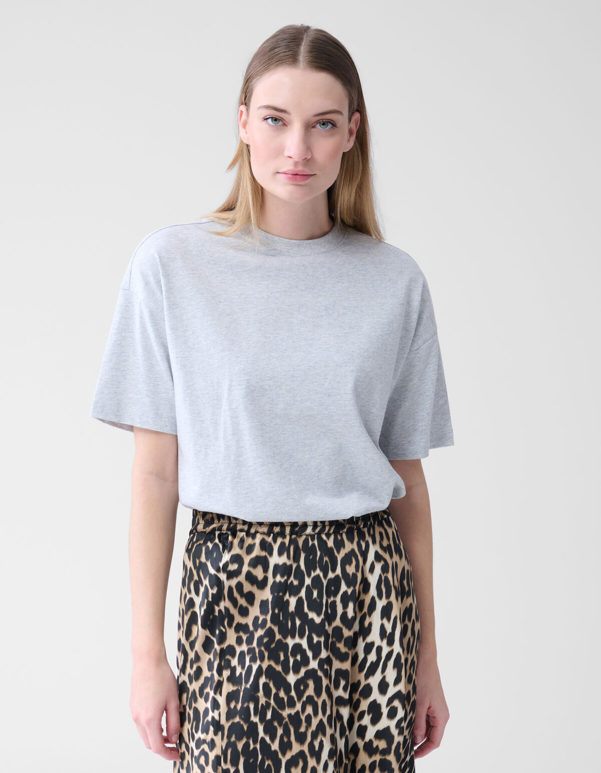 Übergroßes Basic-T-Shirt Hellgrau SHOEBY WOMEN
