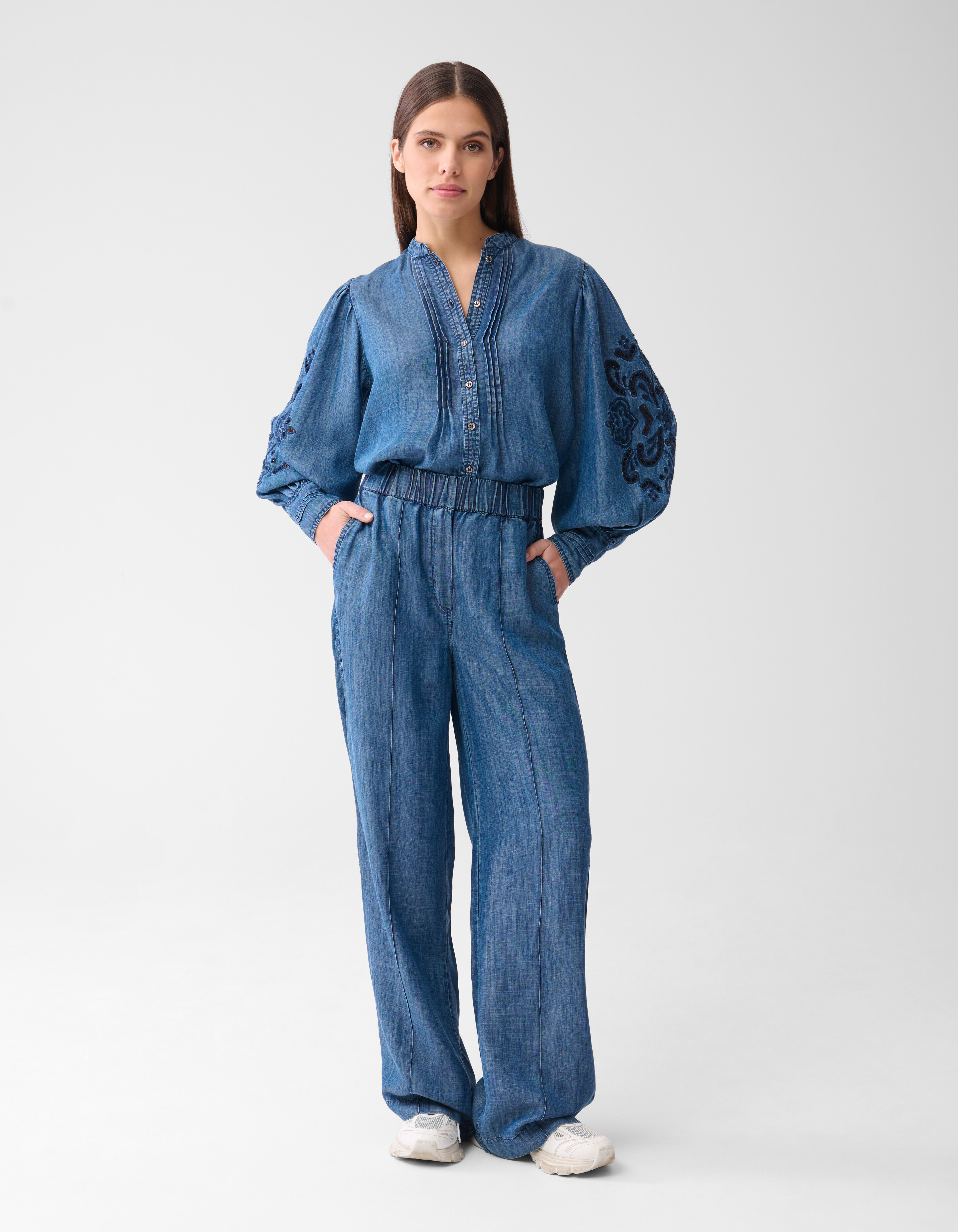 Pintuck Stickerei Bluse Blau von Mieke SHOEBY WOMEN