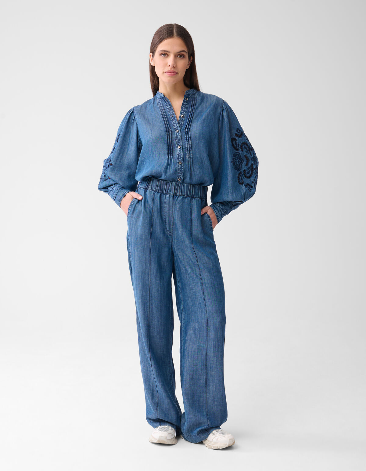 Pintuck Stickerei Bluse Blau von Mieke SHOEBY WOMEN