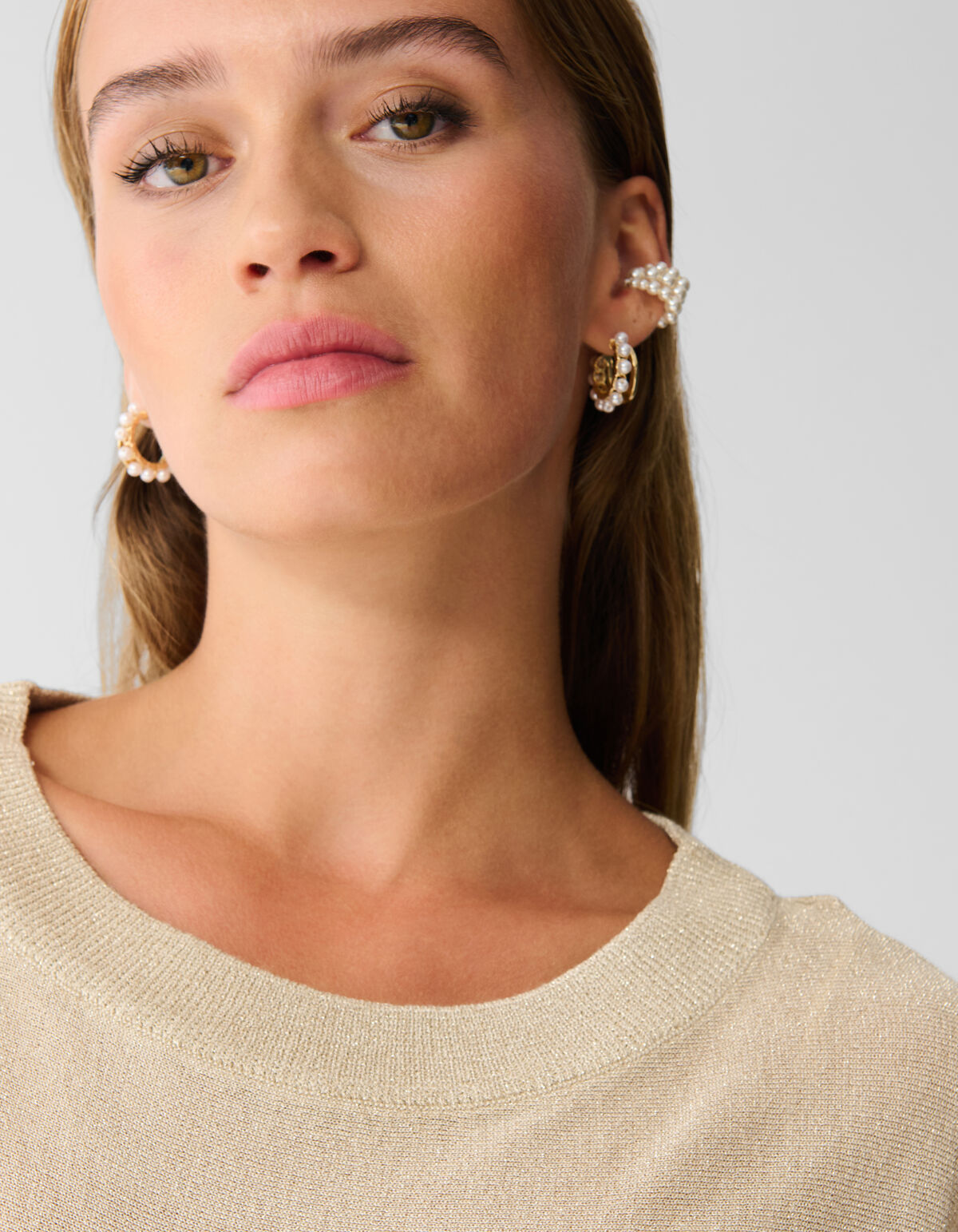 Glitzer-Fledermauspullover Beige SHOEBY WOMEN