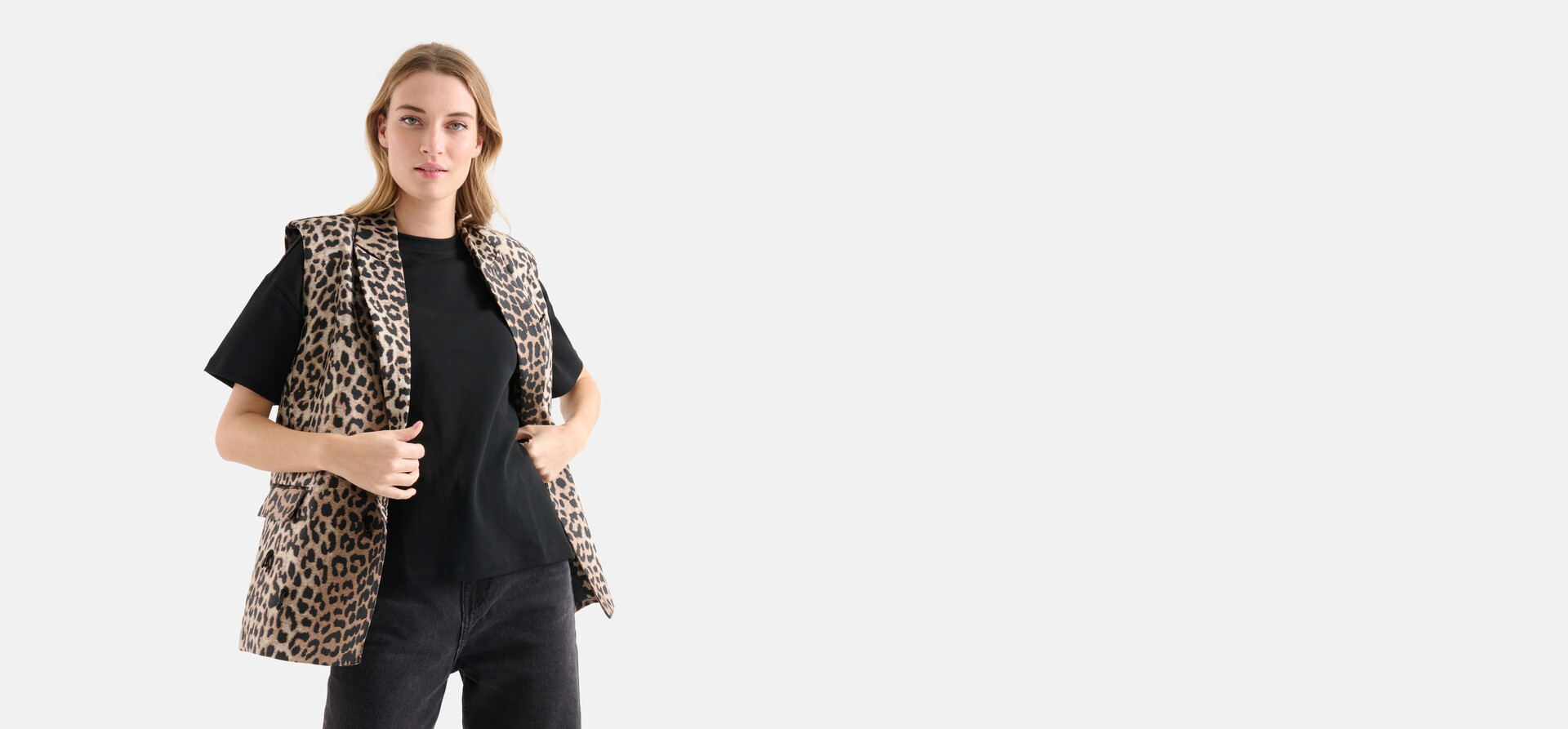 Leopard Jacquard Gilet Braun SHOEBY WOMEN