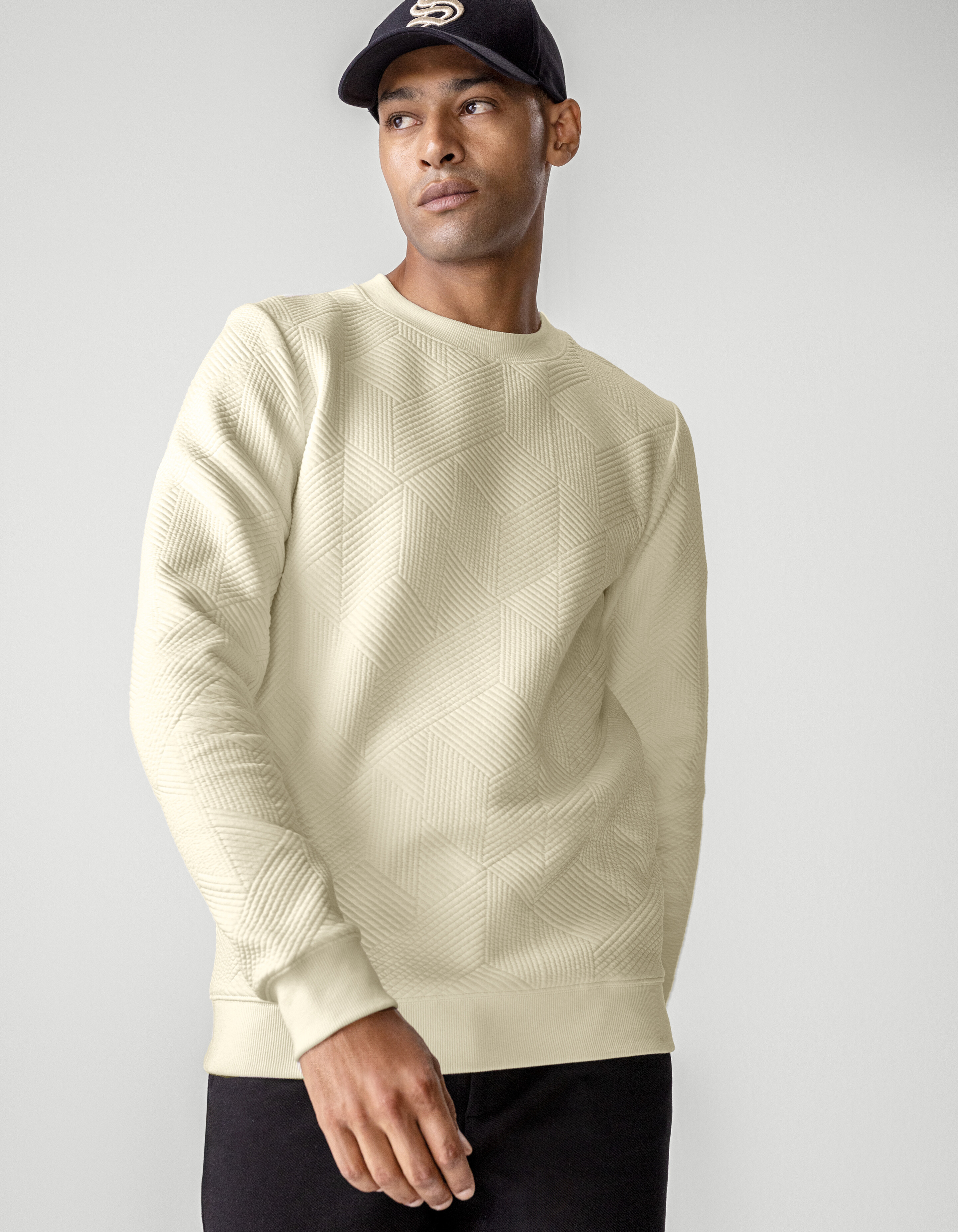 Geometrische Sweater Gebroken Wit SHOEBY MEN