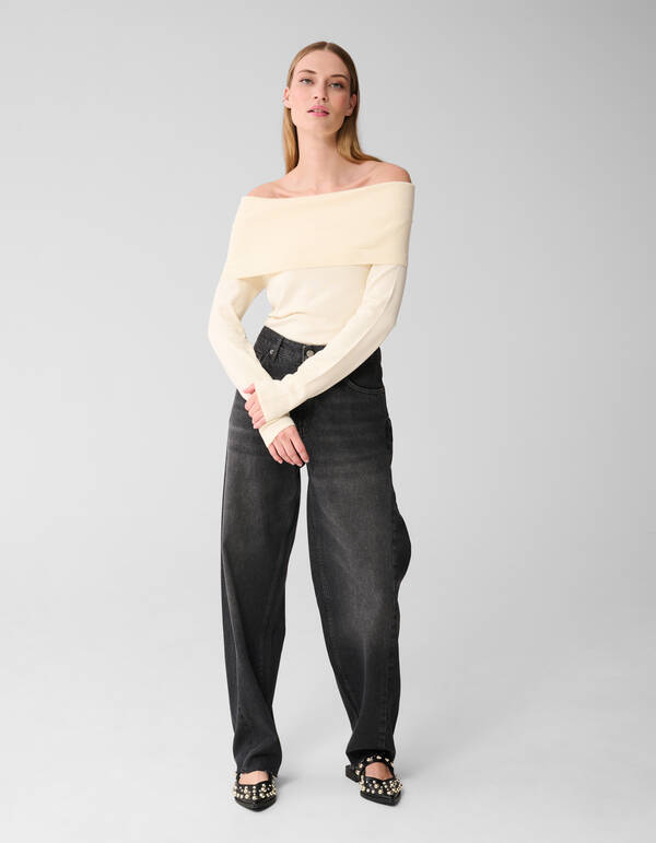 Off Shoulder Trui Gebroken Wit SHOEBY WOMEN