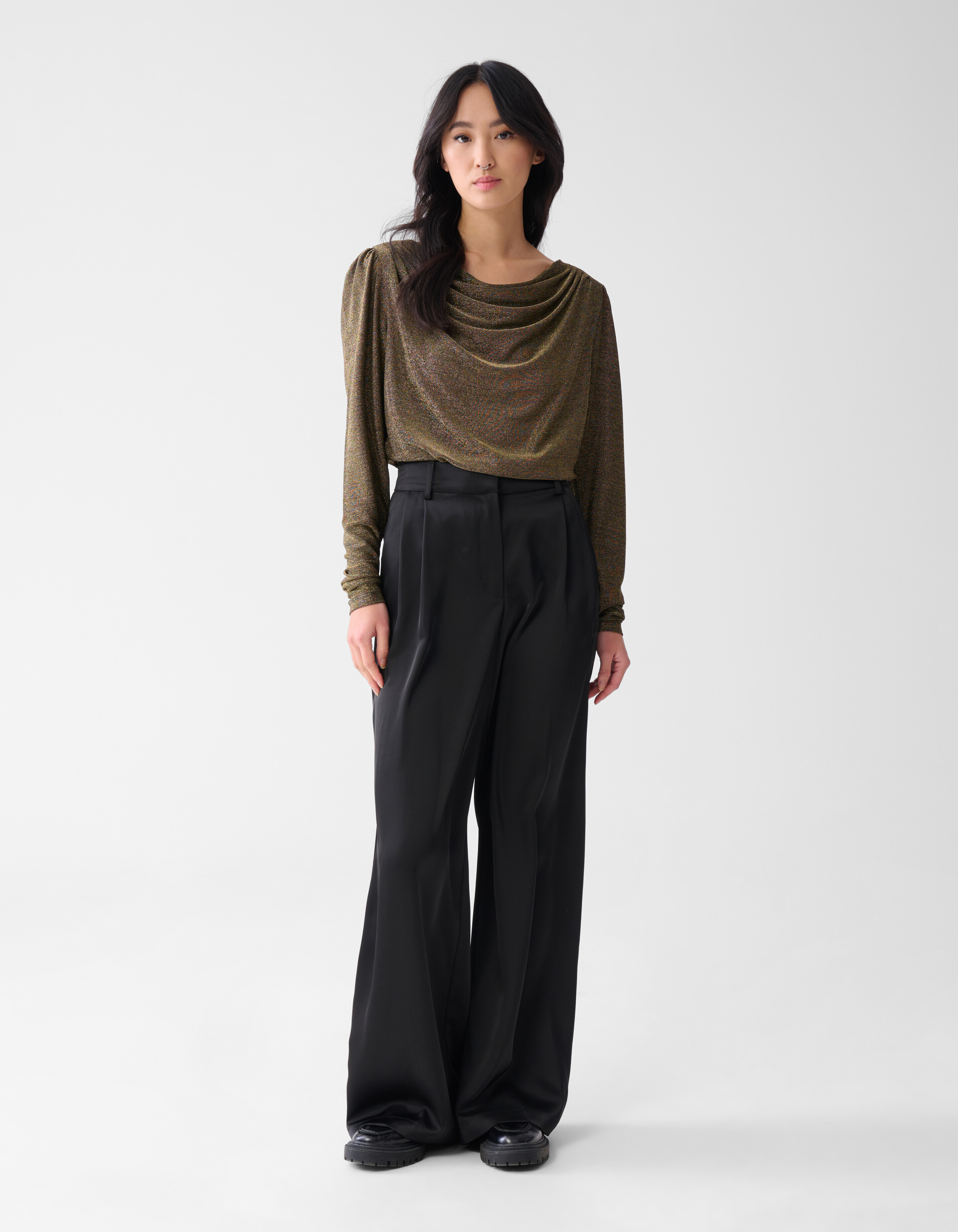 Glitzer Drapierungsbluse Gold SHOEBY WOMEN