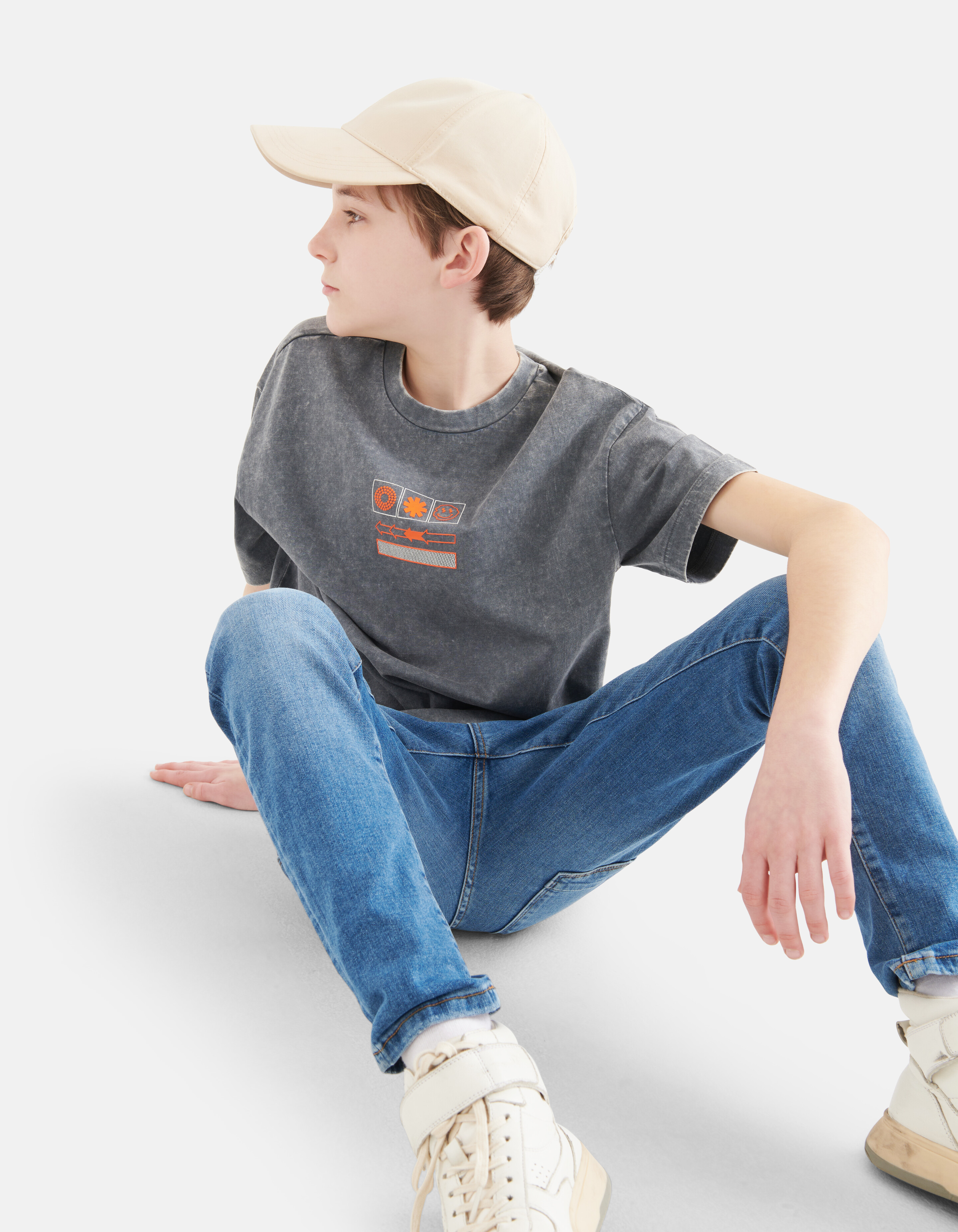 Gewaschenes T-shirt Hellgrau SHOEBY BOYS