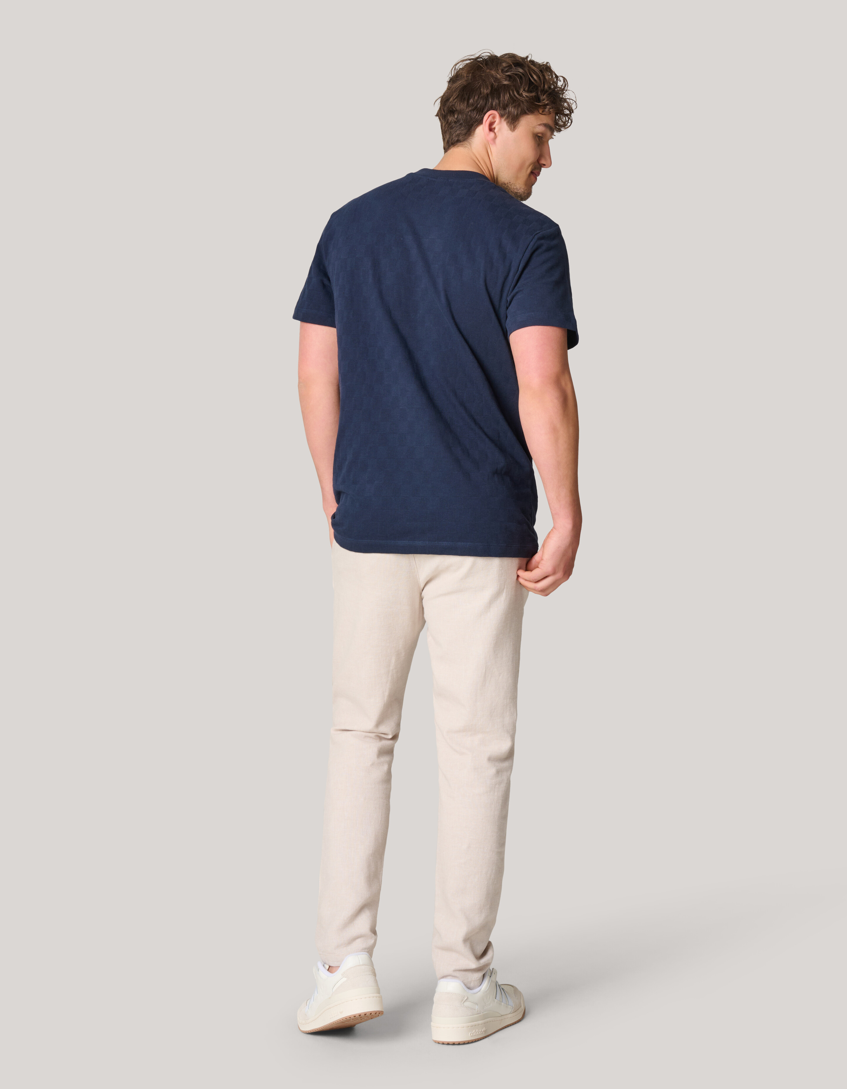 Blocktextur-T-Shirt Dunkelblau SHOEBY MEN