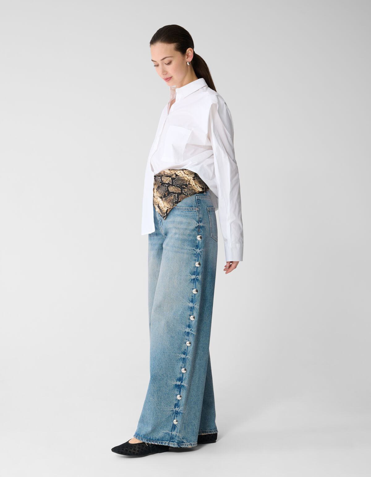 Big Stud Wide Leg Fit Jeans Mediumstone SHOEBY WOMEN