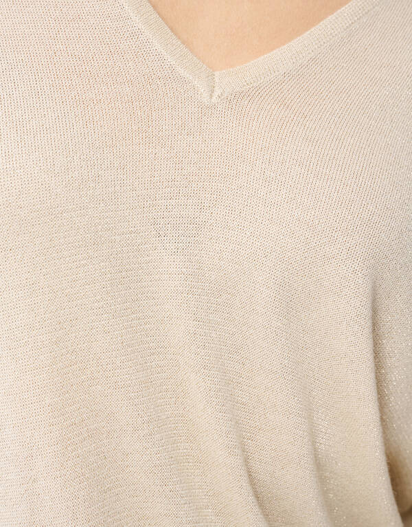 Glitzer-Pullover mit V-Ausschnitt Sand SHOEBY WOMEN