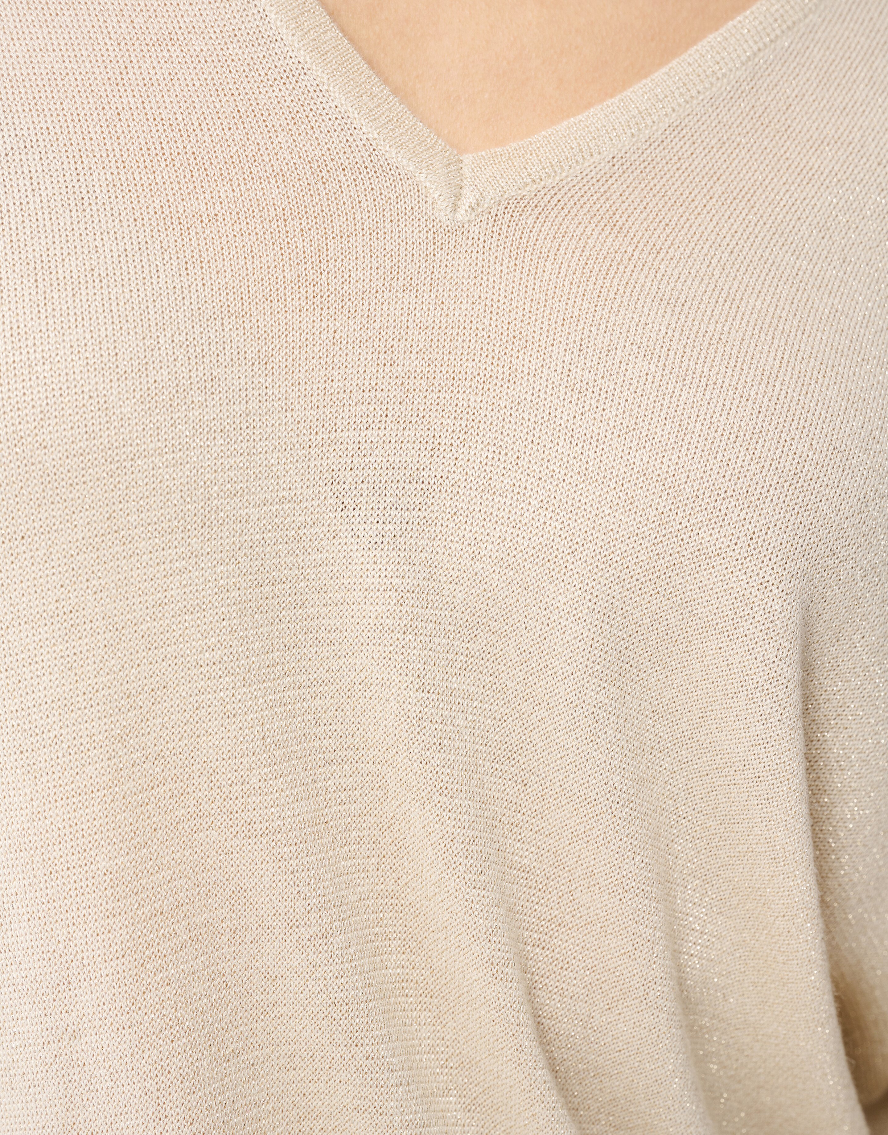 Glitzer-Pullover mit V-Ausschnitt Sand SHOEBY WOMEN