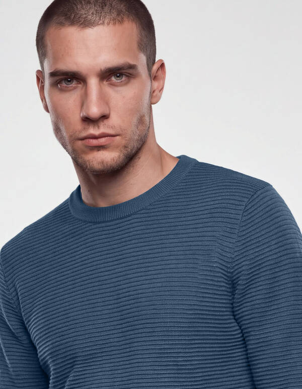 Gerippte Pullover Blau SHOEBY MEN
