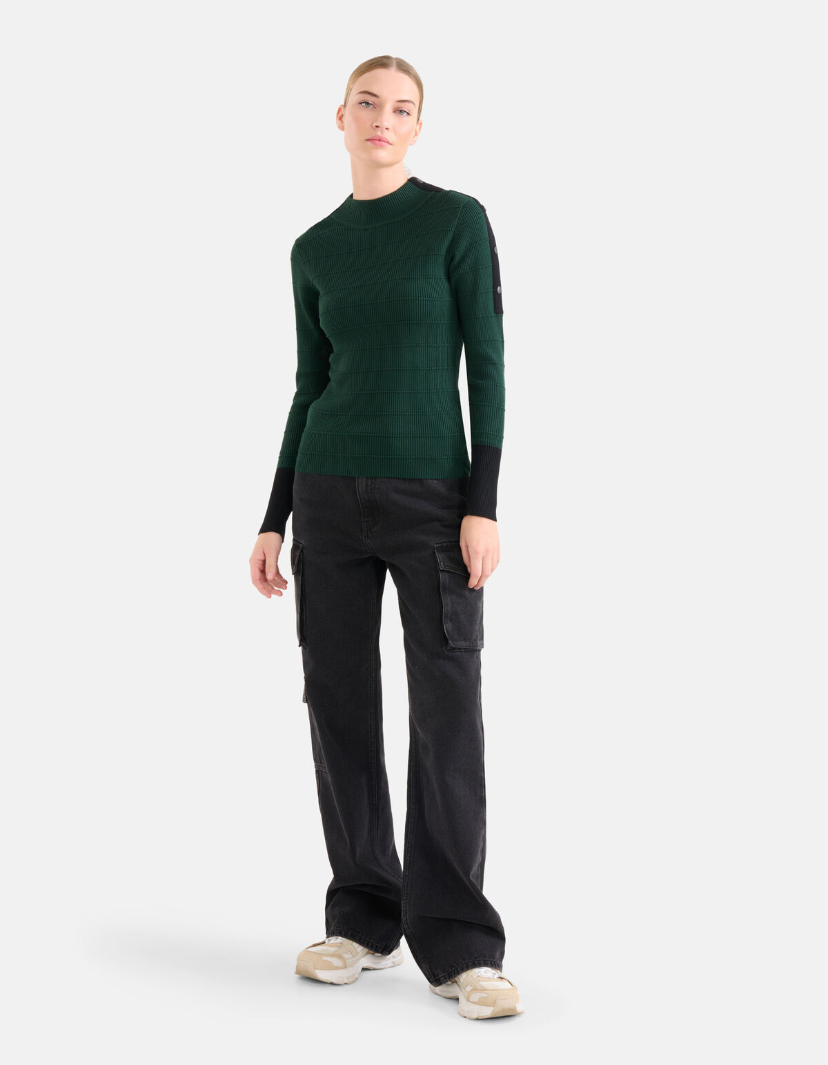 Knopfleiste Pullover Dunkelgrün SHOEBY WOMEN
