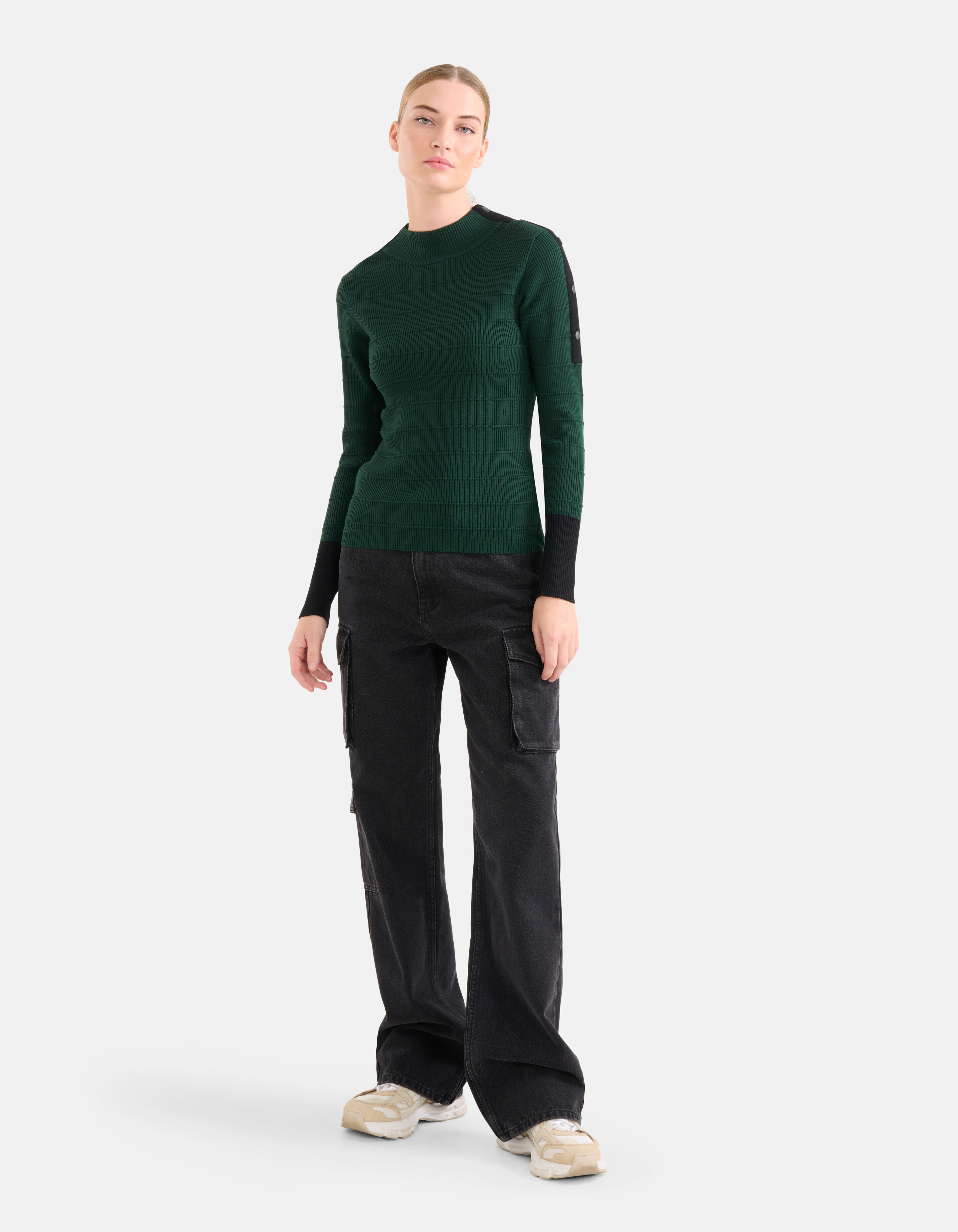 Knopfleiste Pullover Dunkelgrün SHOEBY WOMEN