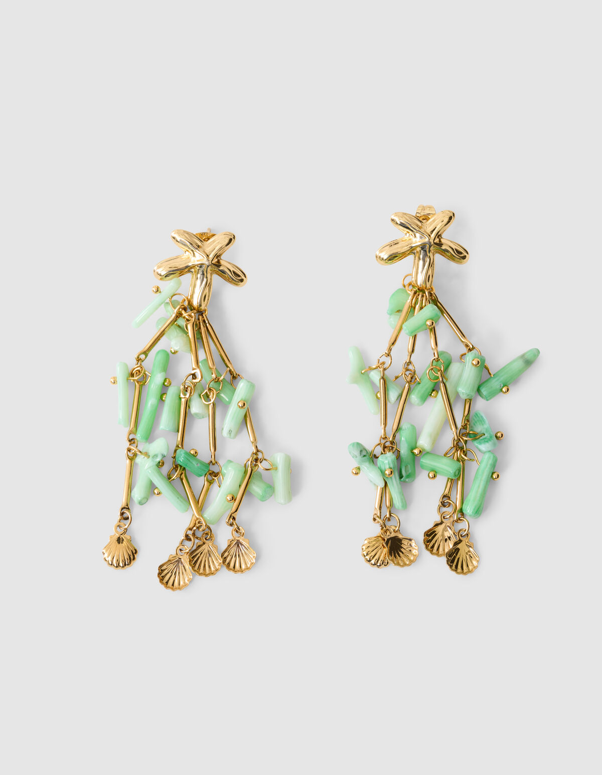 Seestern-Ohrringe mit Perlen grün SHOEBY ACCESSOIRES