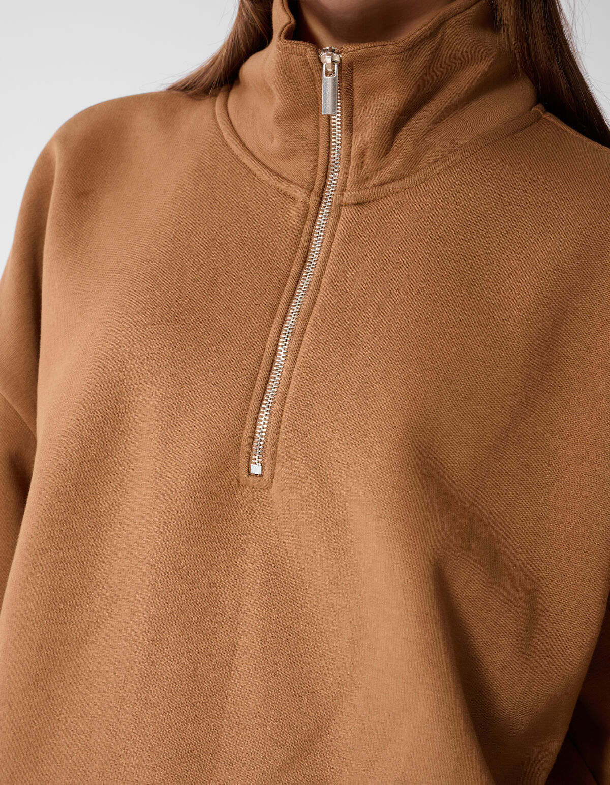 Oversized Zipper Pullover Braun SHOEBY WOMEN