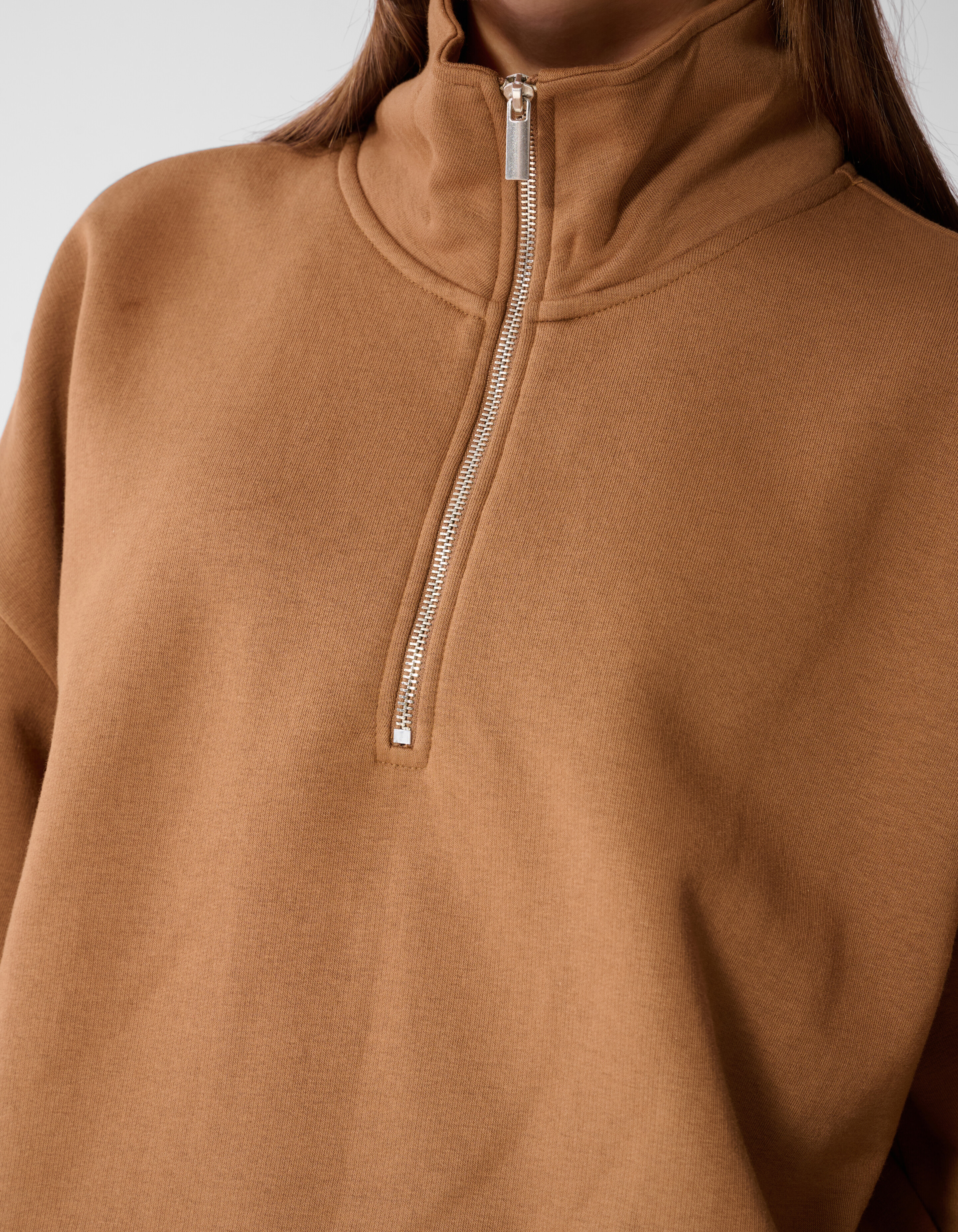 Oversized Zipper Pullover Braun SHOEBY WOMEN