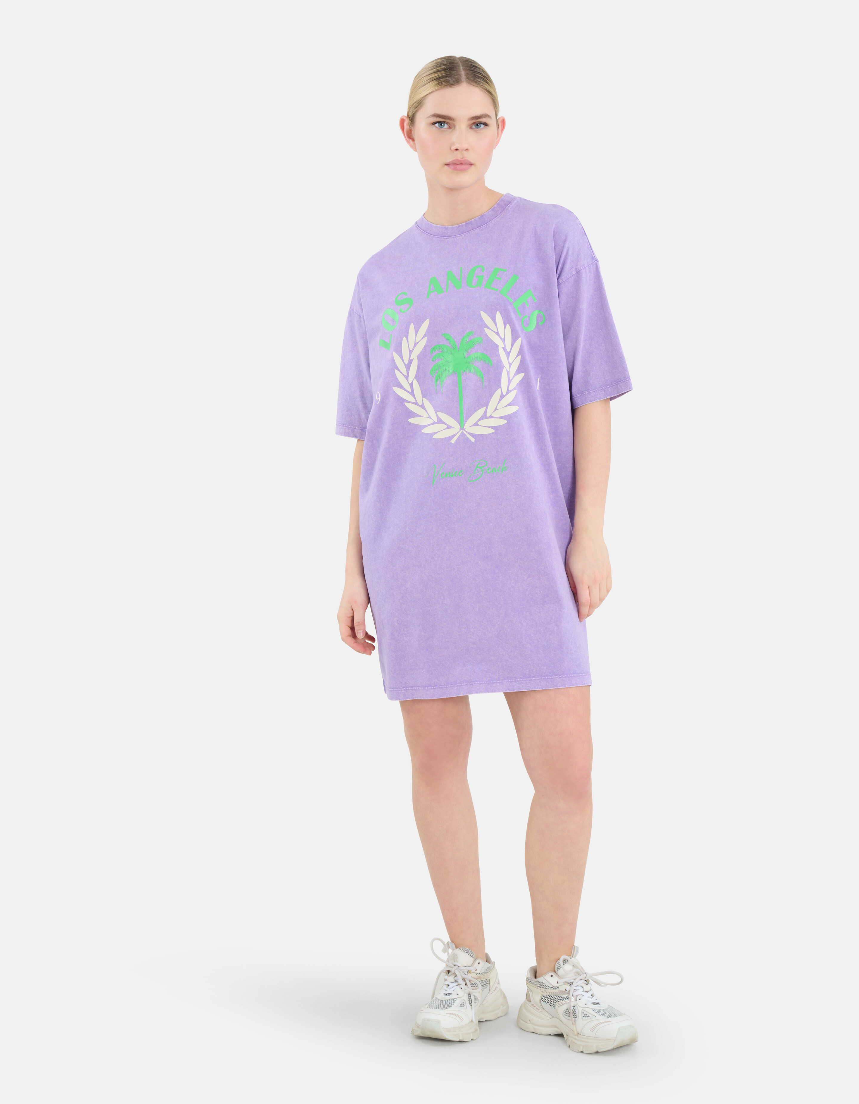 Gewaschenes T-Shirt Kleid Hellviolett SHOEBY WOMEN