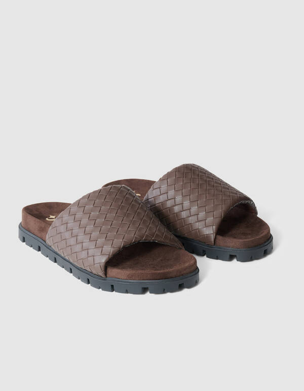 Geflochtene Pantoffel, dunkelbraun SHOEBY SHOES