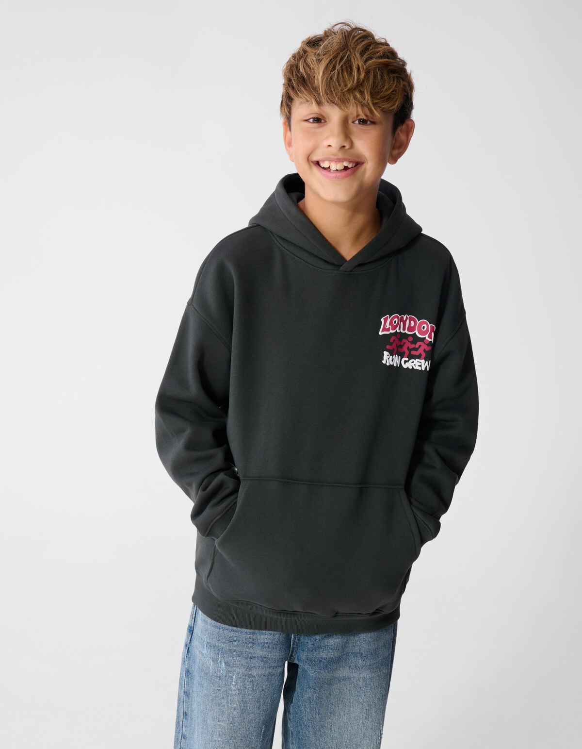 Oversized Run Hoodie Dunkelgrau SHOEBY BOYS