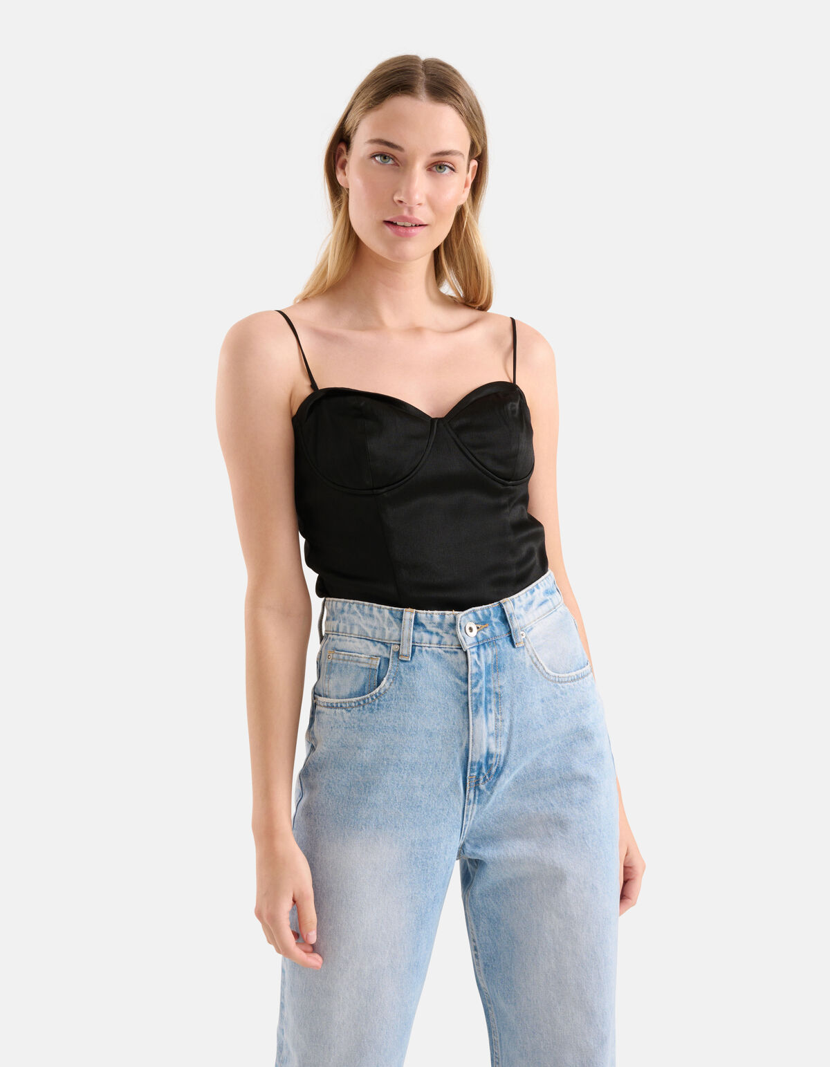 Satin-Korsett-Top Schwarz SHOEBY WOMEN