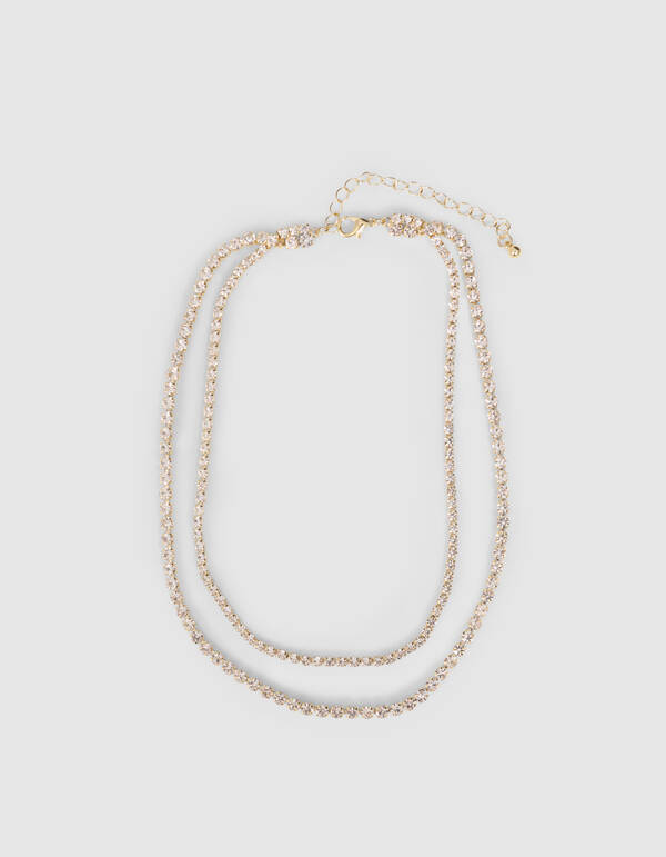 Doppellagige Strasskette Gold SHOEBY ACCESSOIRES