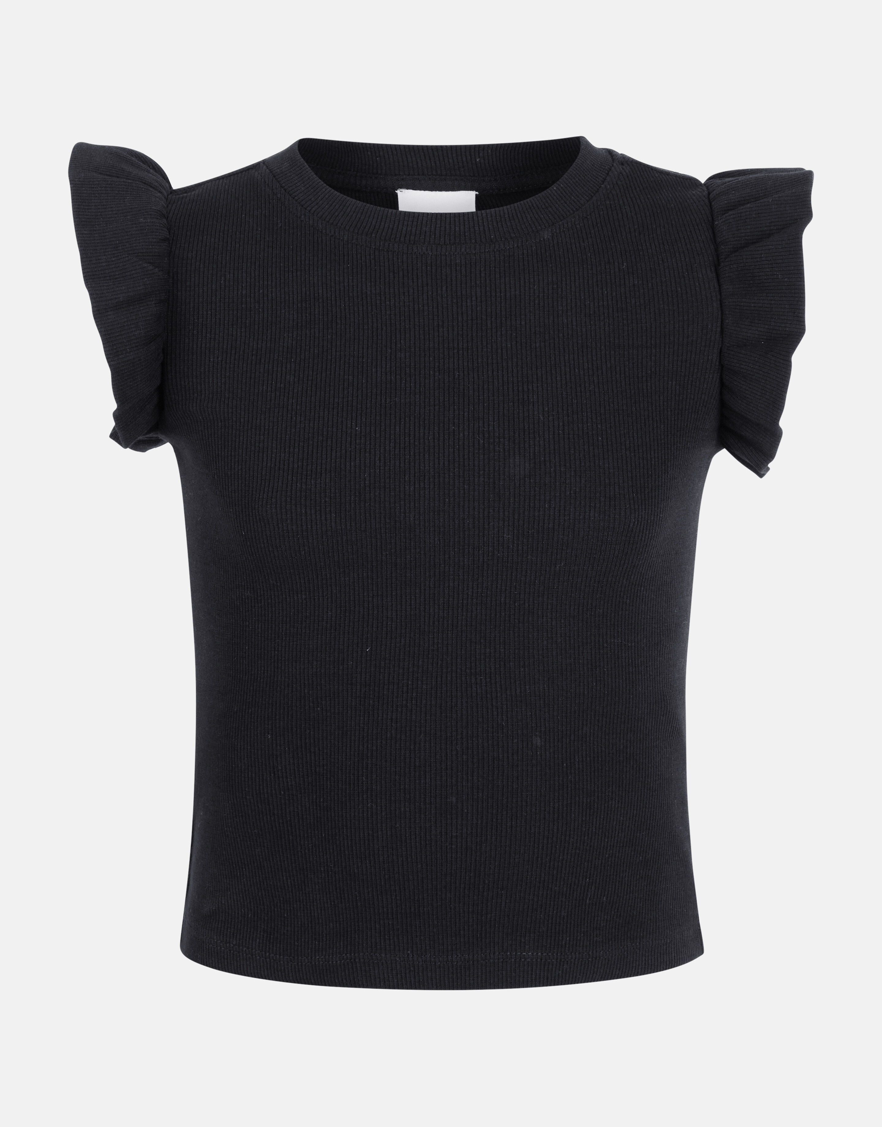 Ruffle Rib Top Schwarz SHOEBY GIRLS