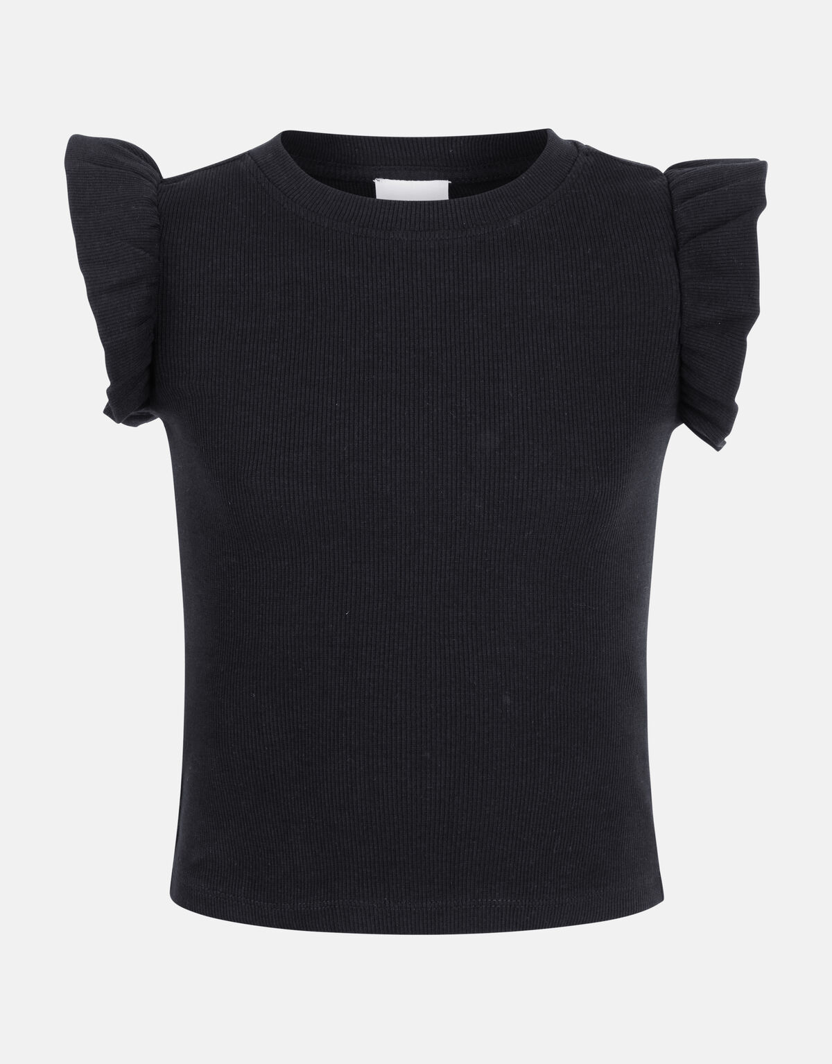 Ruffle Rib Top Schwarz SHOEBY GIRLS