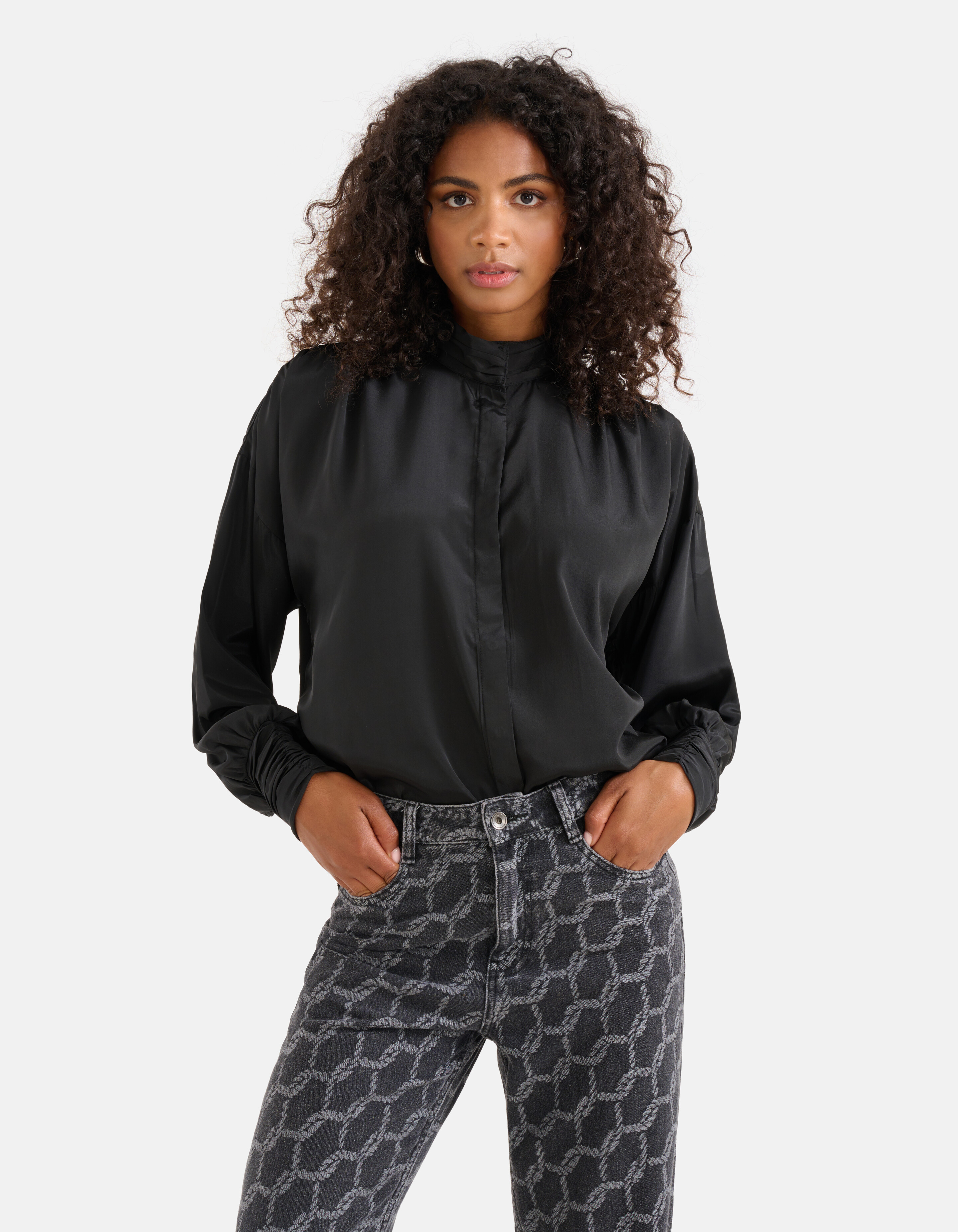 Satinbluse Schwarz SHOEBY WOMEN