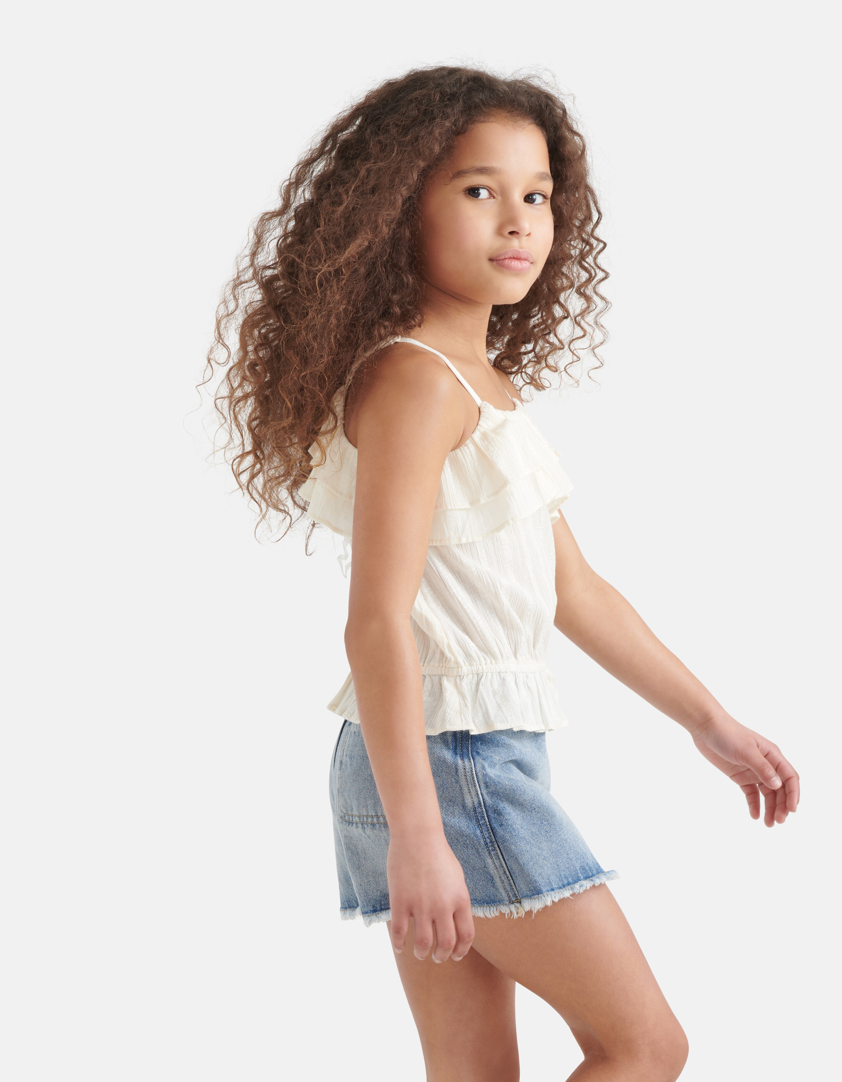 Rüschen-Crop-Top Beige SHOEBY GIRLS