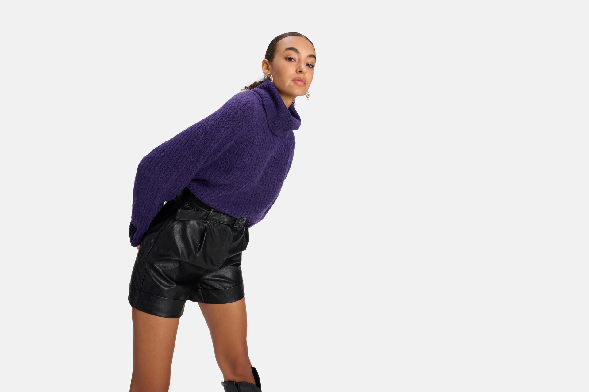 Grob gestrickter Rollkragenpullover Lila SHOEBY WOMEN