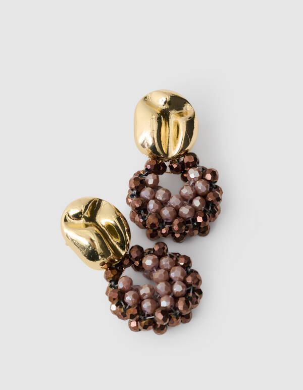 Runde Perlenohrringe Braun SHOEBY ACCESSOIRES