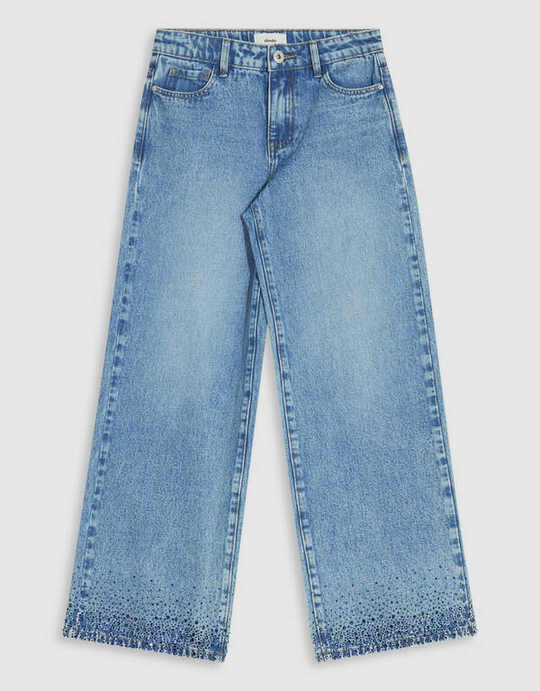Strass Ultra Wide Leg Fit Jeans Blau SHOEBY GIRLS