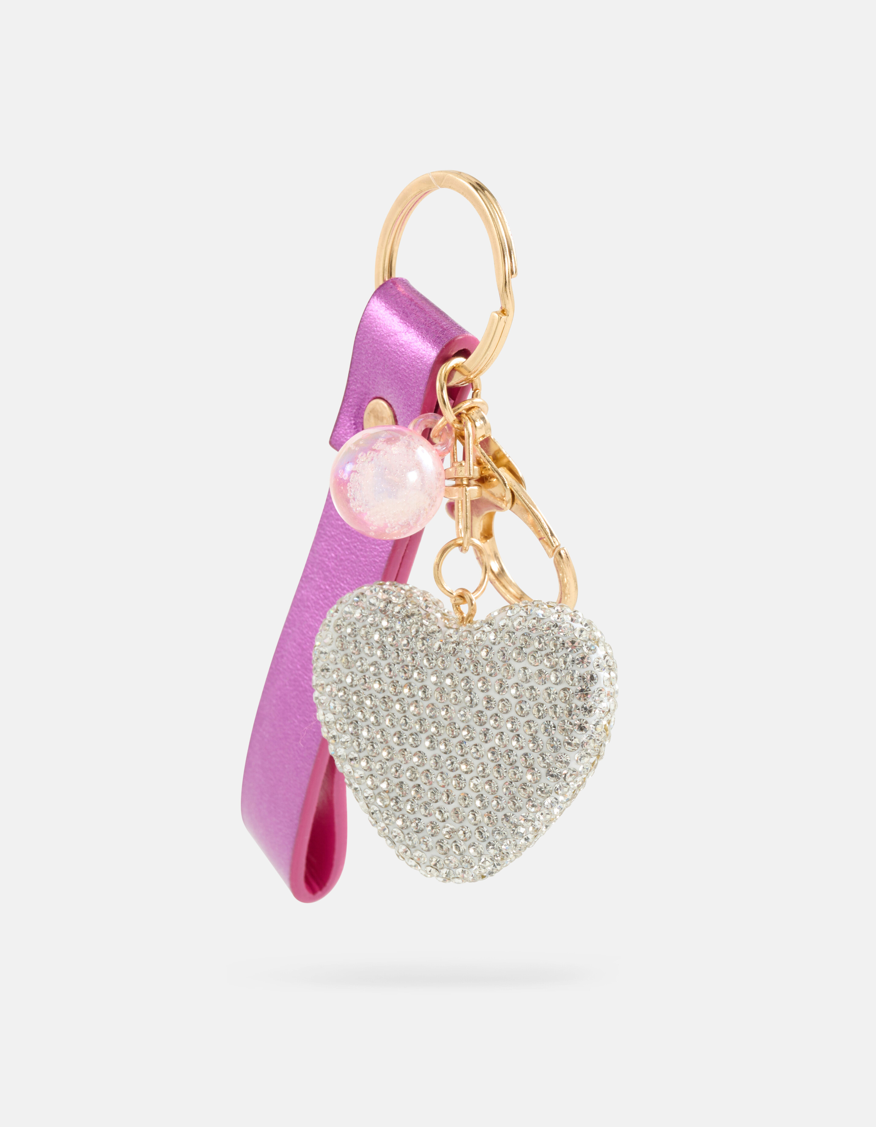 Strass Herz Schlüsselanhänger Silber SHOEBY ACCESSOIRES