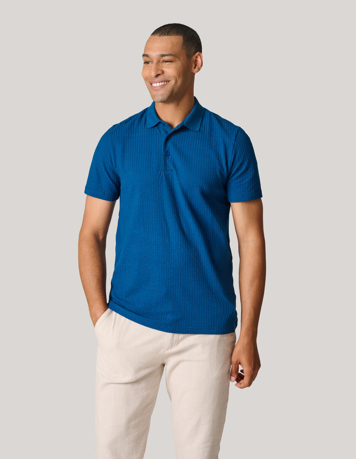 Strukturiertes Polo Blau SHOEBY MEN