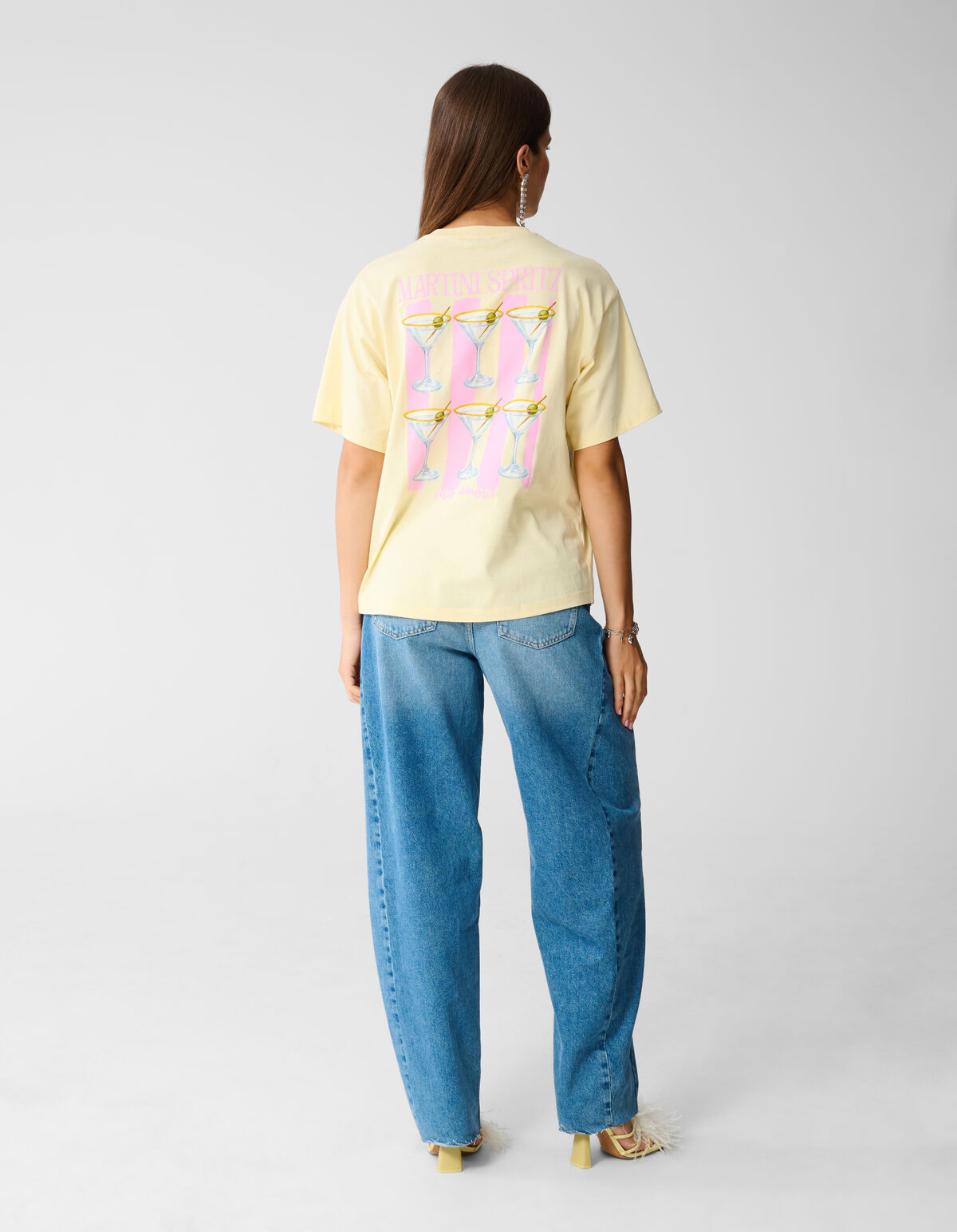 Cocktail Kunst T-Shirt Lichtgelb SHOEBY WOMEN