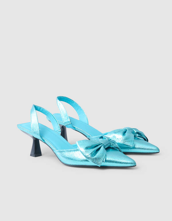 Metallic Schleife Heels Blau SHOEBY SHOES