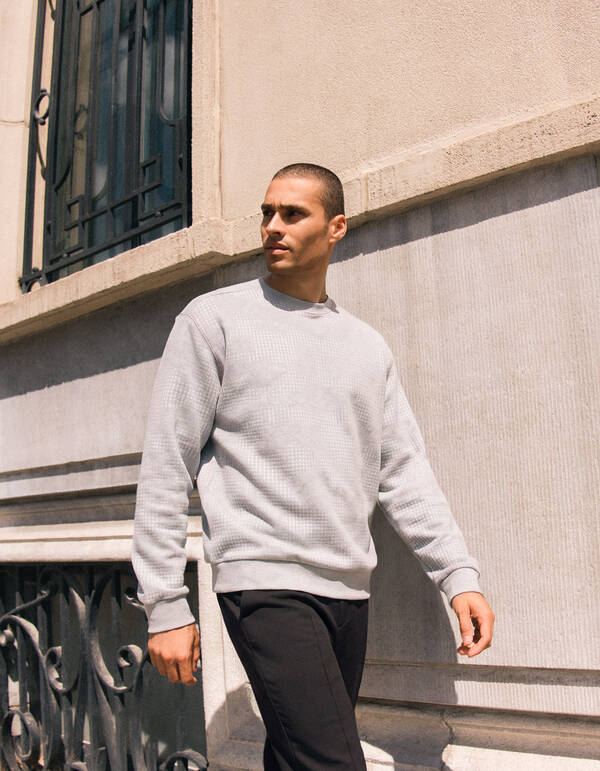 Camo Structure Pullover Hellgrau SHOEBY MEN
