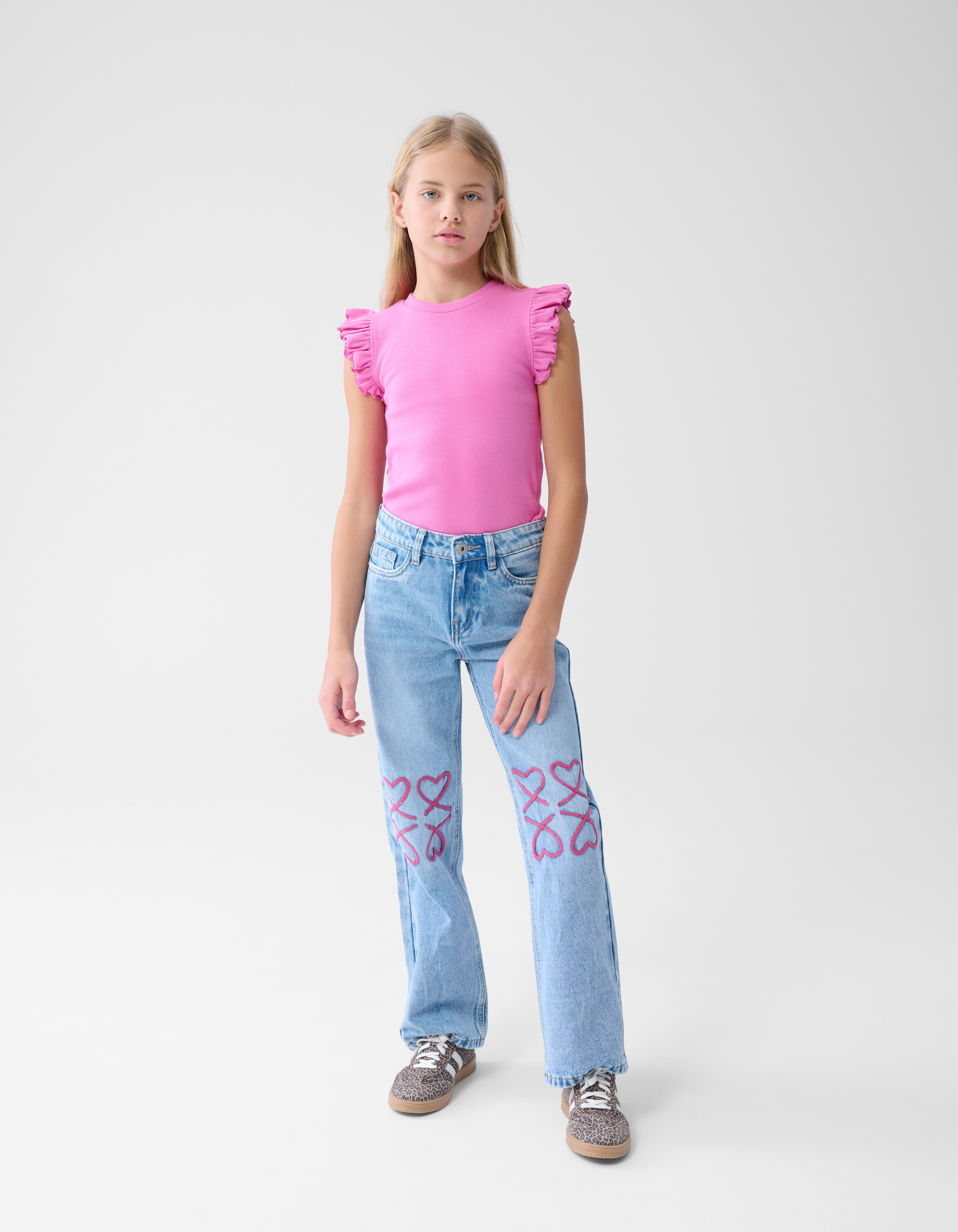 Ruffle Rib Top Rosa SHOEBY GIRLS