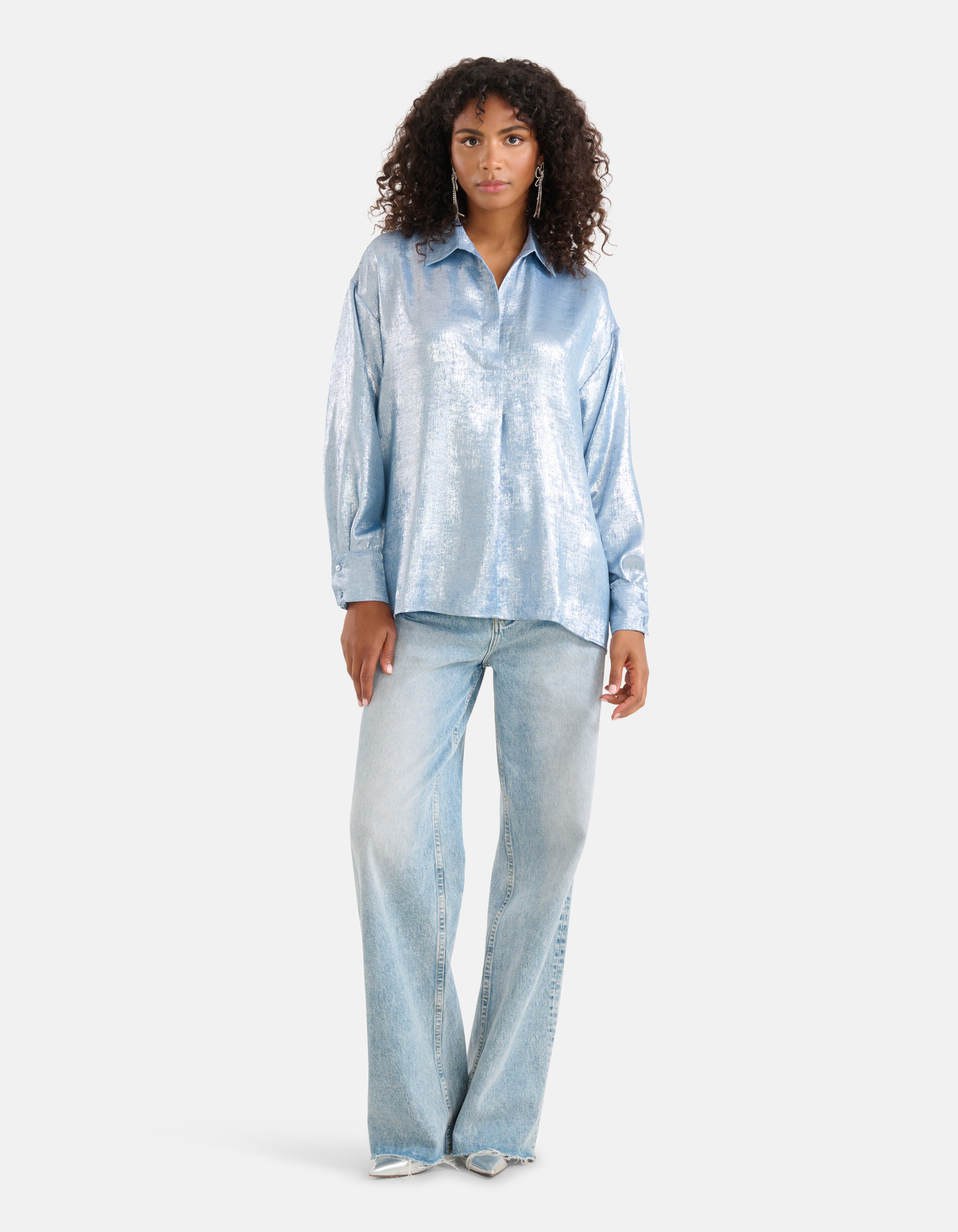 Metallic-Bluse Hellblau SHOEBY WOMEN