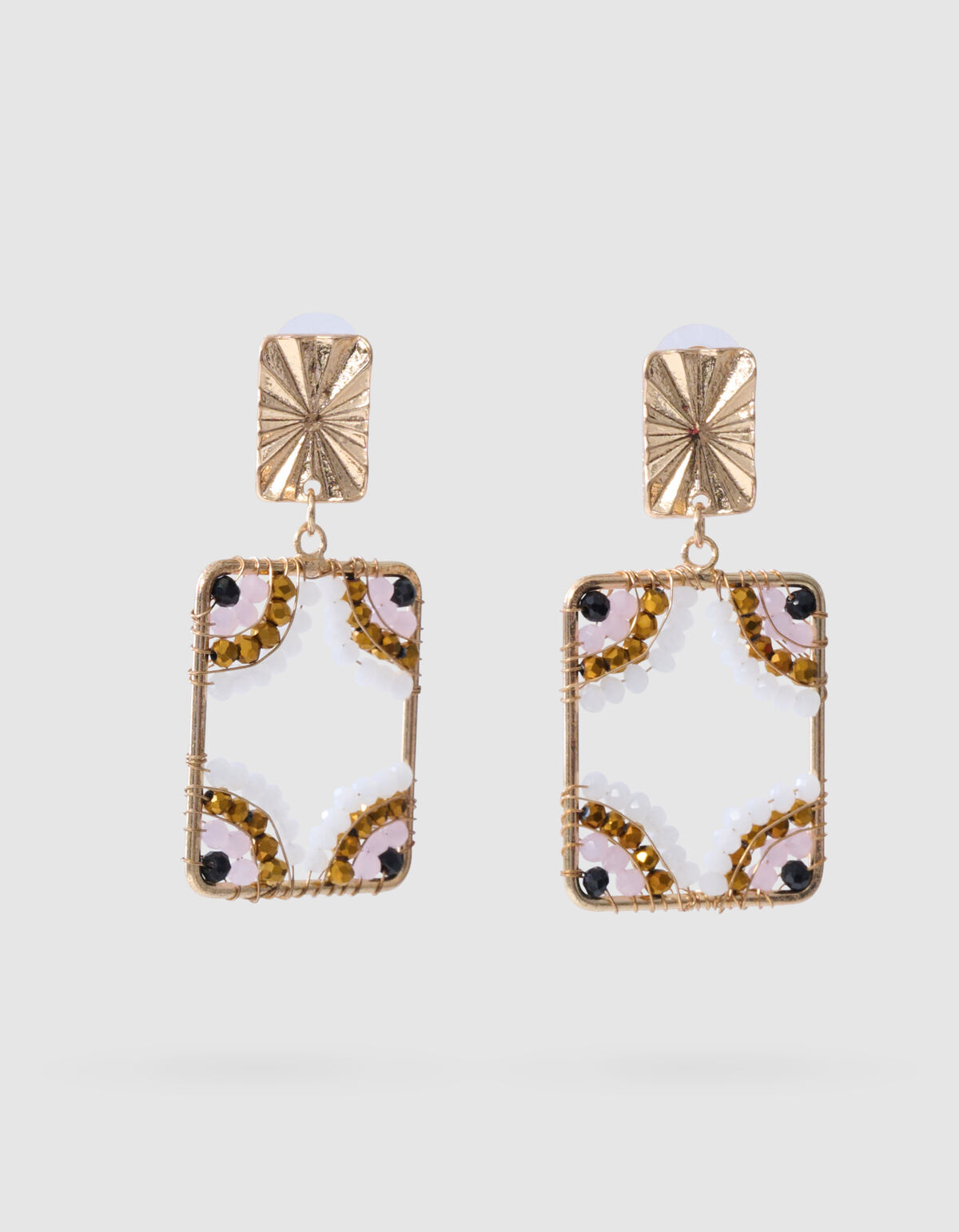 Quadratische Ohrringe mit Perlen Gold SHOEBY ACCESSOIRES