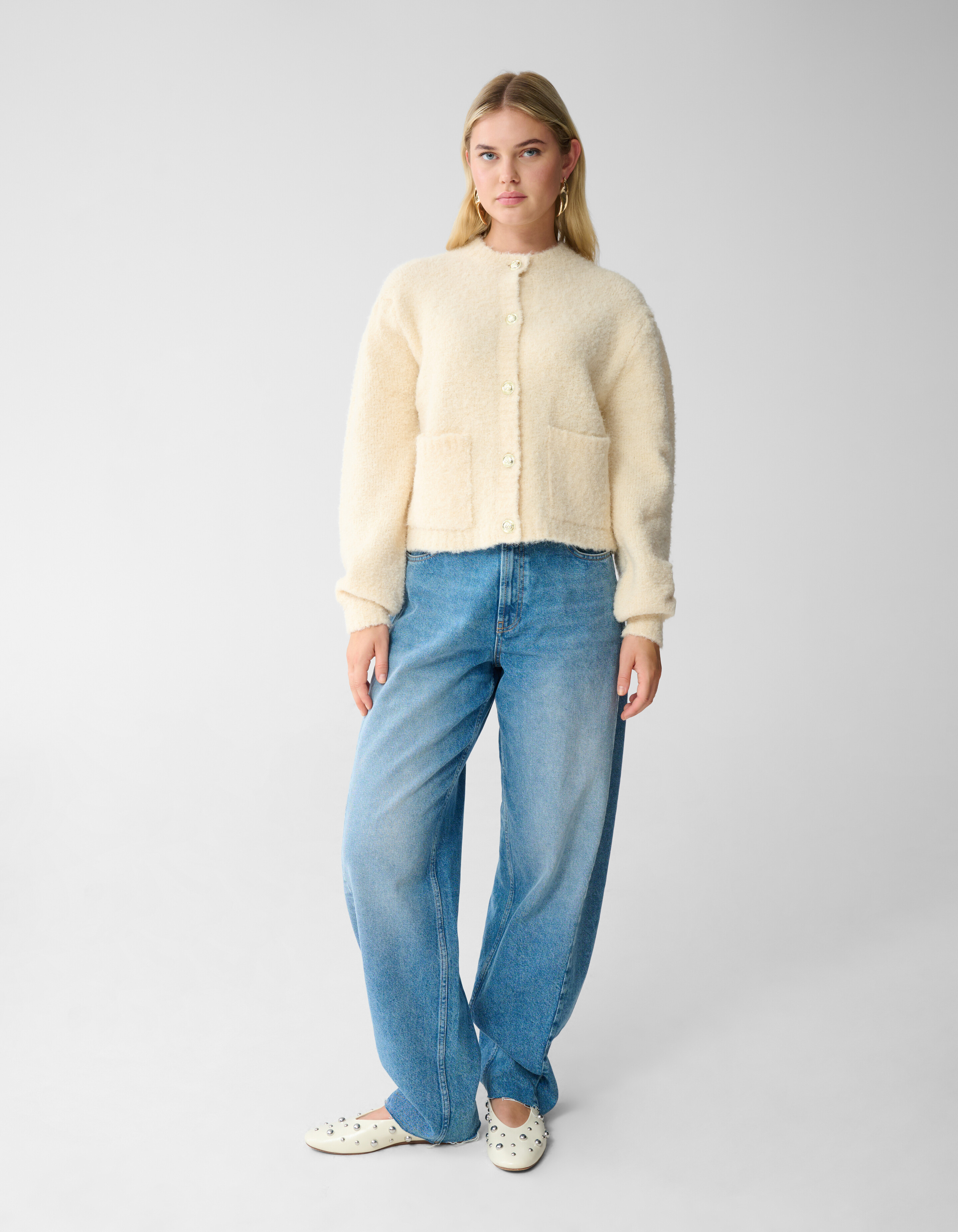 Teddy Knit Cardigan Off-White SHOEBY WOMEN