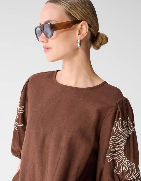 Stickerei Crop-Top Braun SHOEBY WOMEN