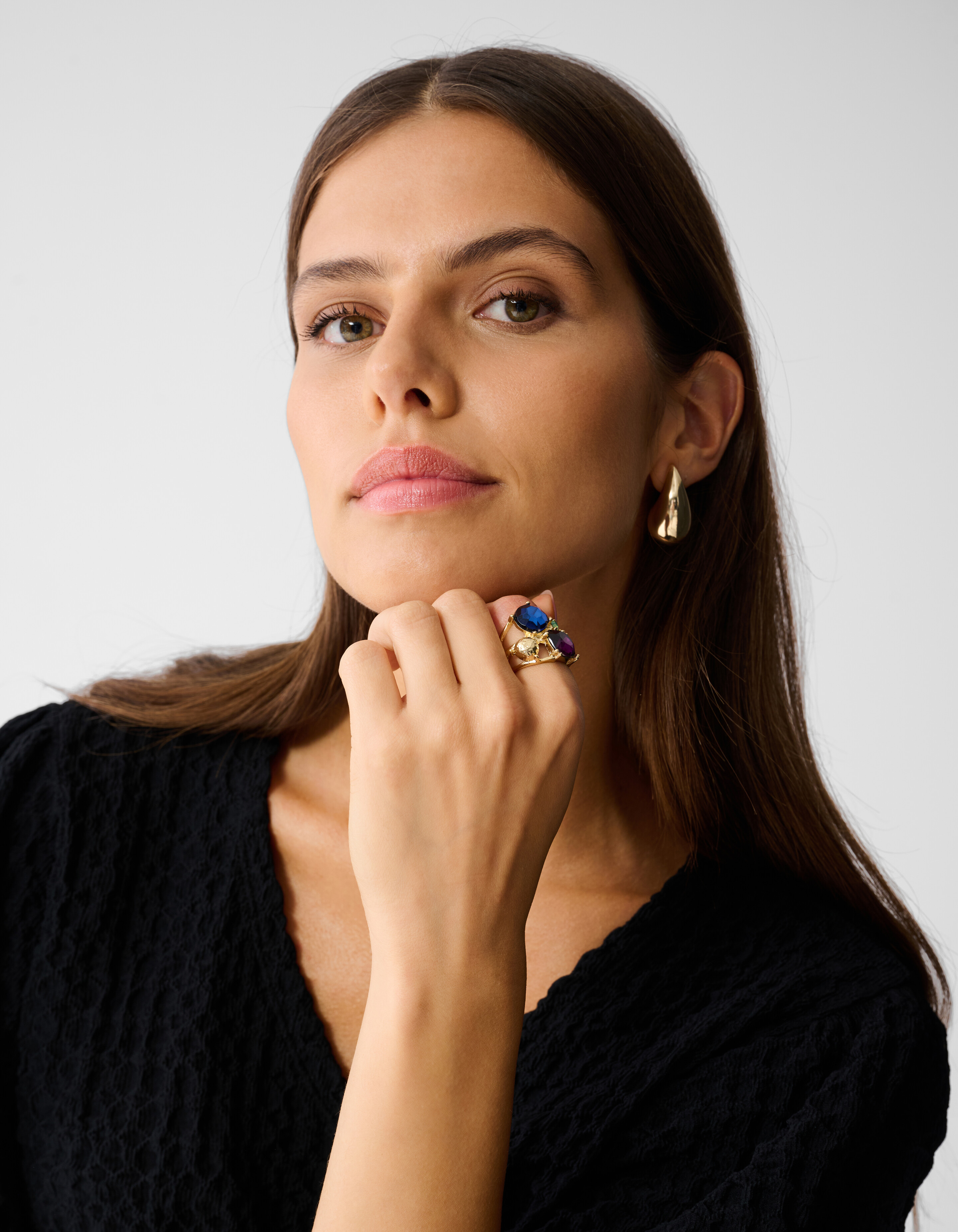Großer Multi-Strass-Ring Gold SHOEBY ACCESSOIRES