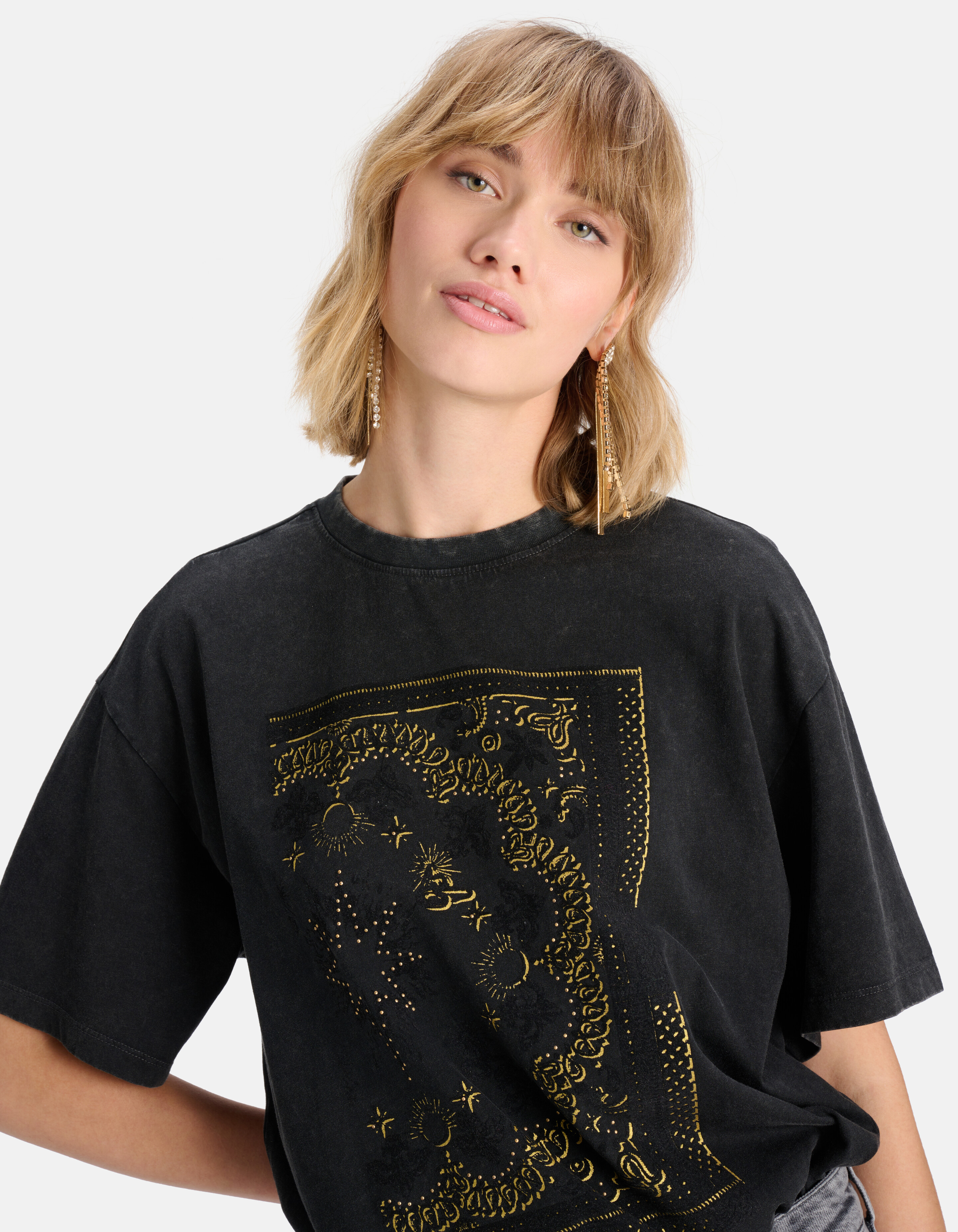Bedrucktes T-shirt Dunkelgrau SHOEBY WOMEN